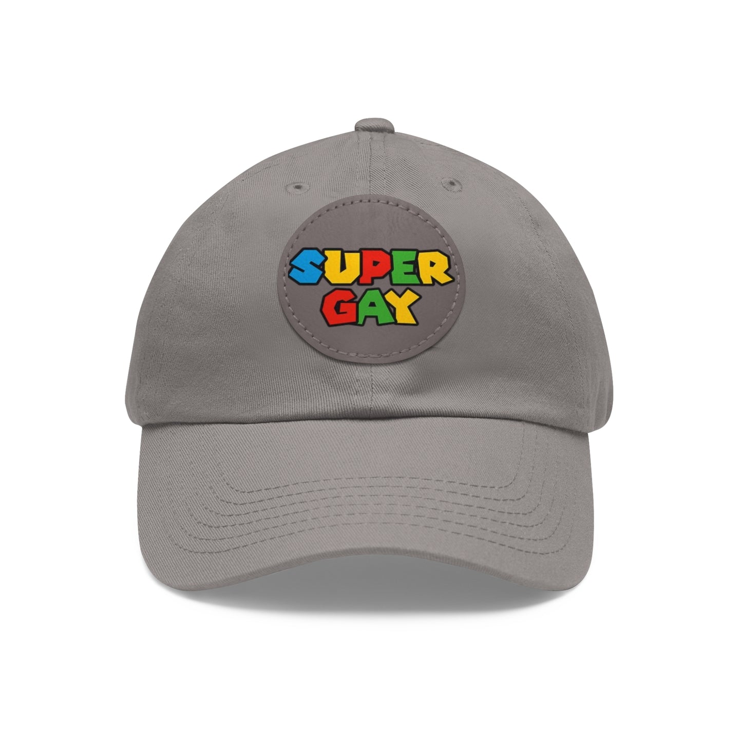 Super Gay Dad Hat with Leather Patch - Fun & Colorful Adjustable Cap