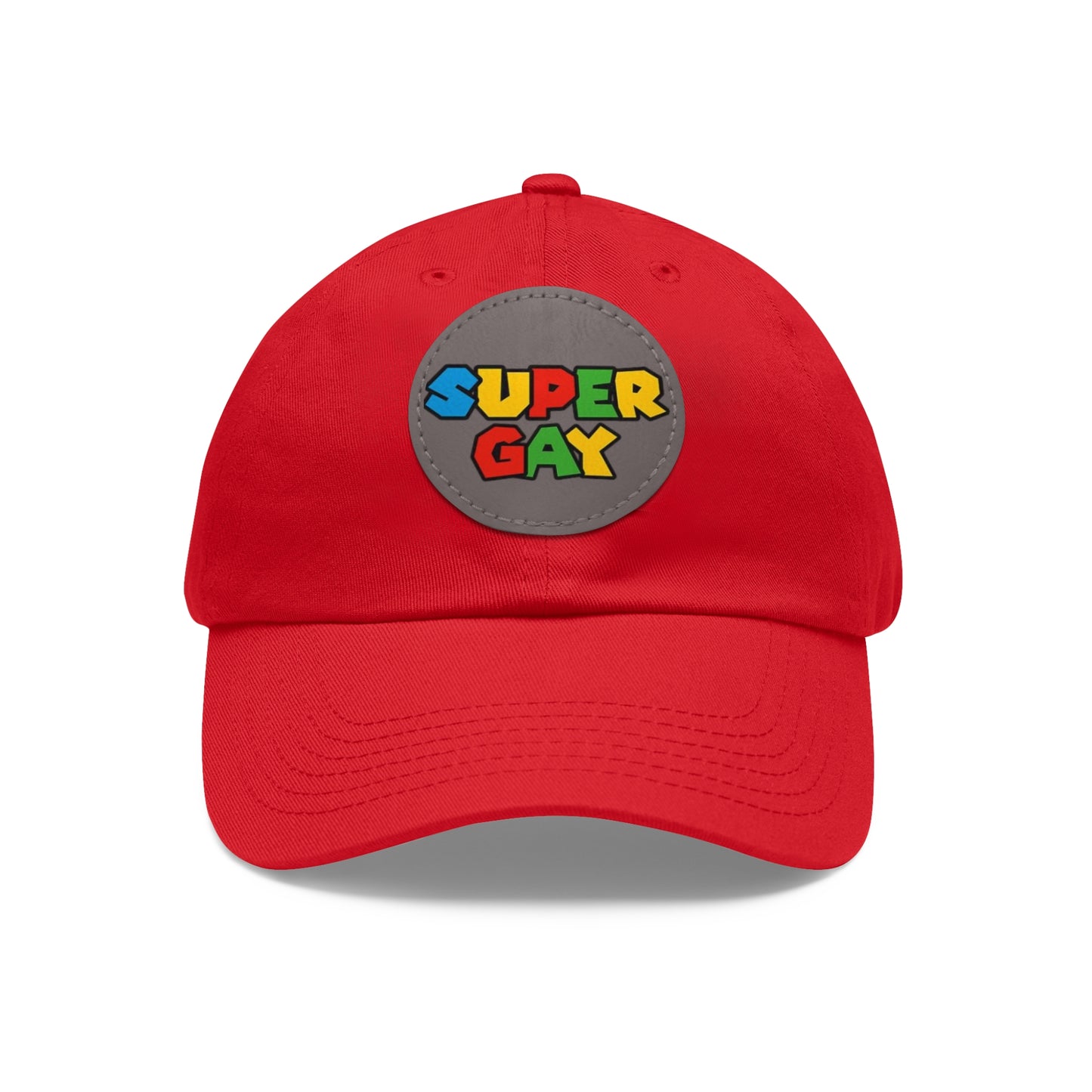 Super Gay Dad Hat with Leather Patch - Fun & Colorful Adjustable Cap