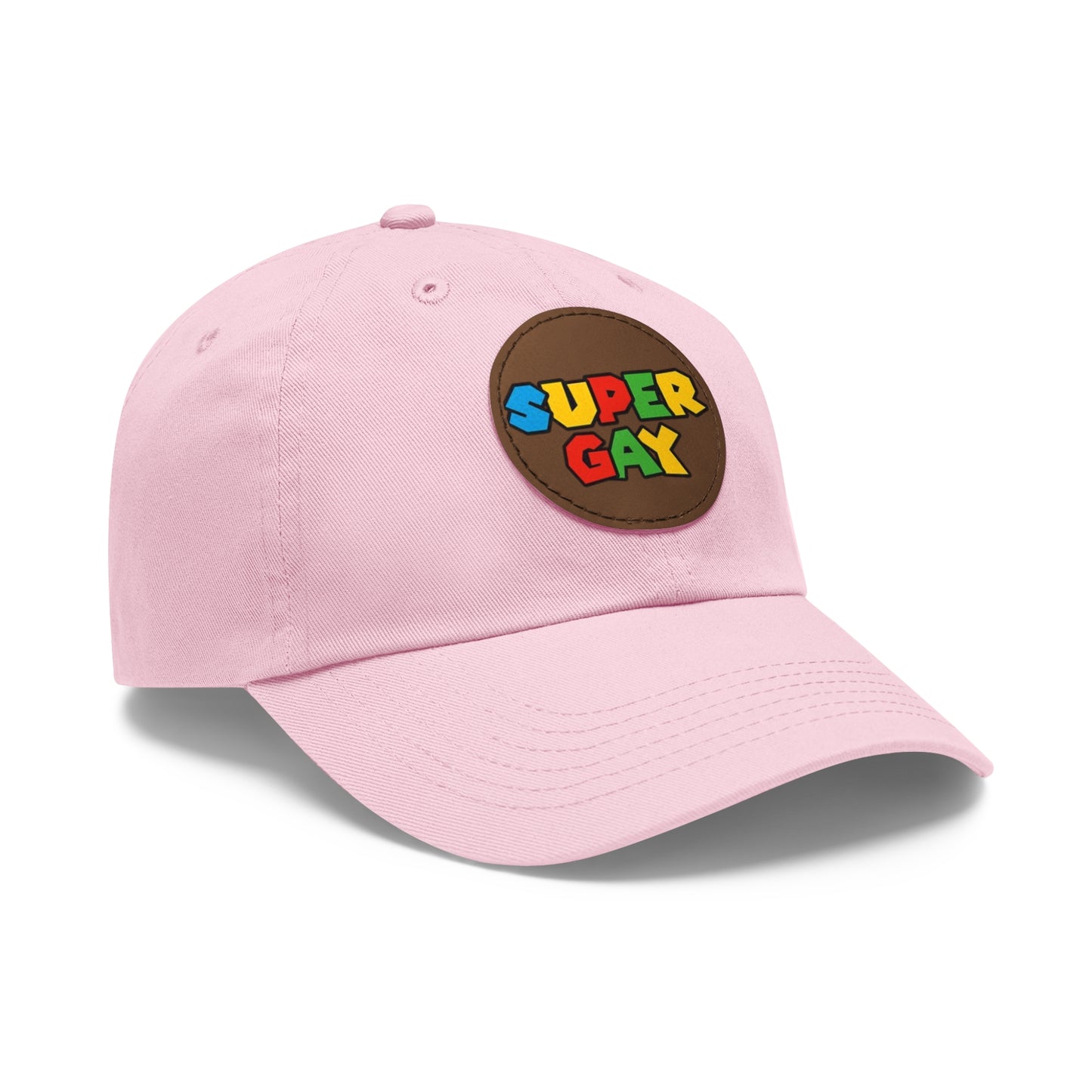 Super Gay Dad Hat with Leather Patch - Fun & Colorful Adjustable Cap