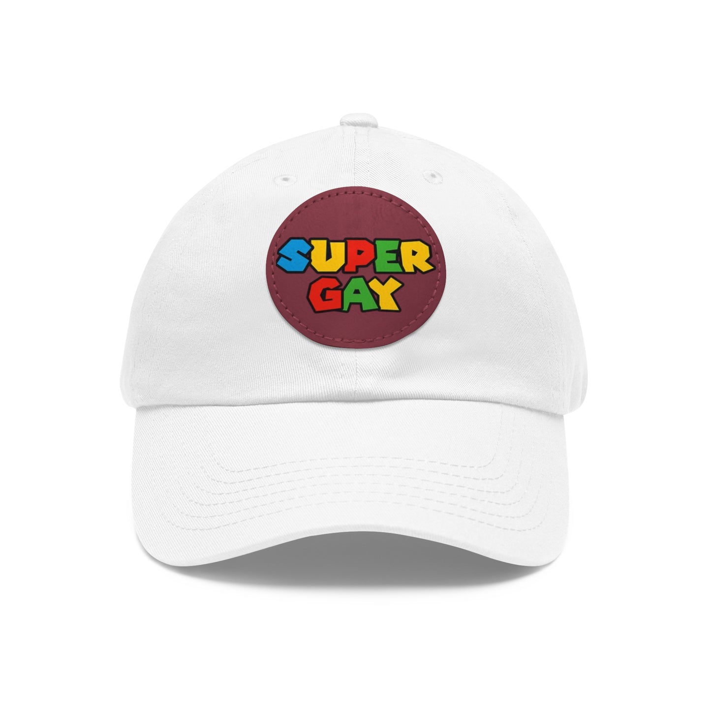 Super Gay Dad Hat with Leather Patch - Fun & Colorful Adjustable Cap