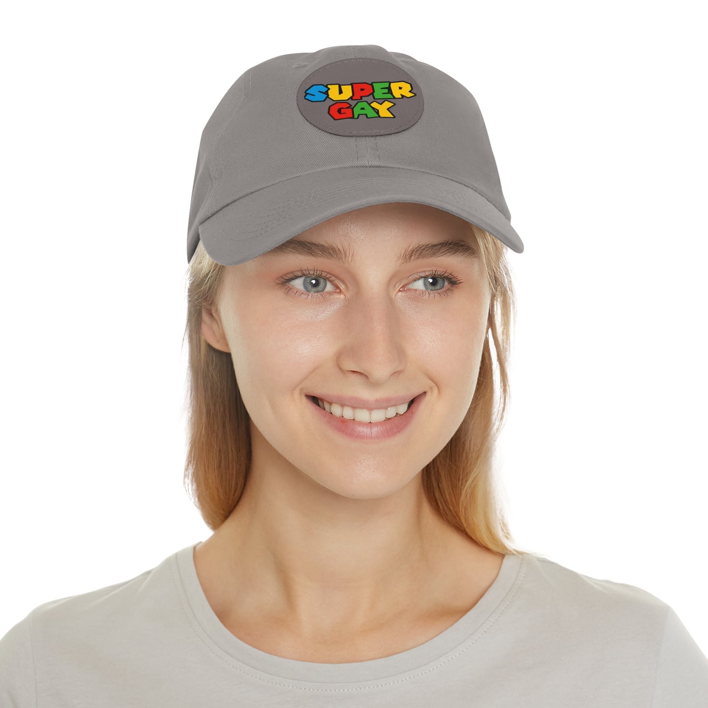 Super Gay Dad Hat with Leather Patch - Fun & Colorful Adjustable Cap