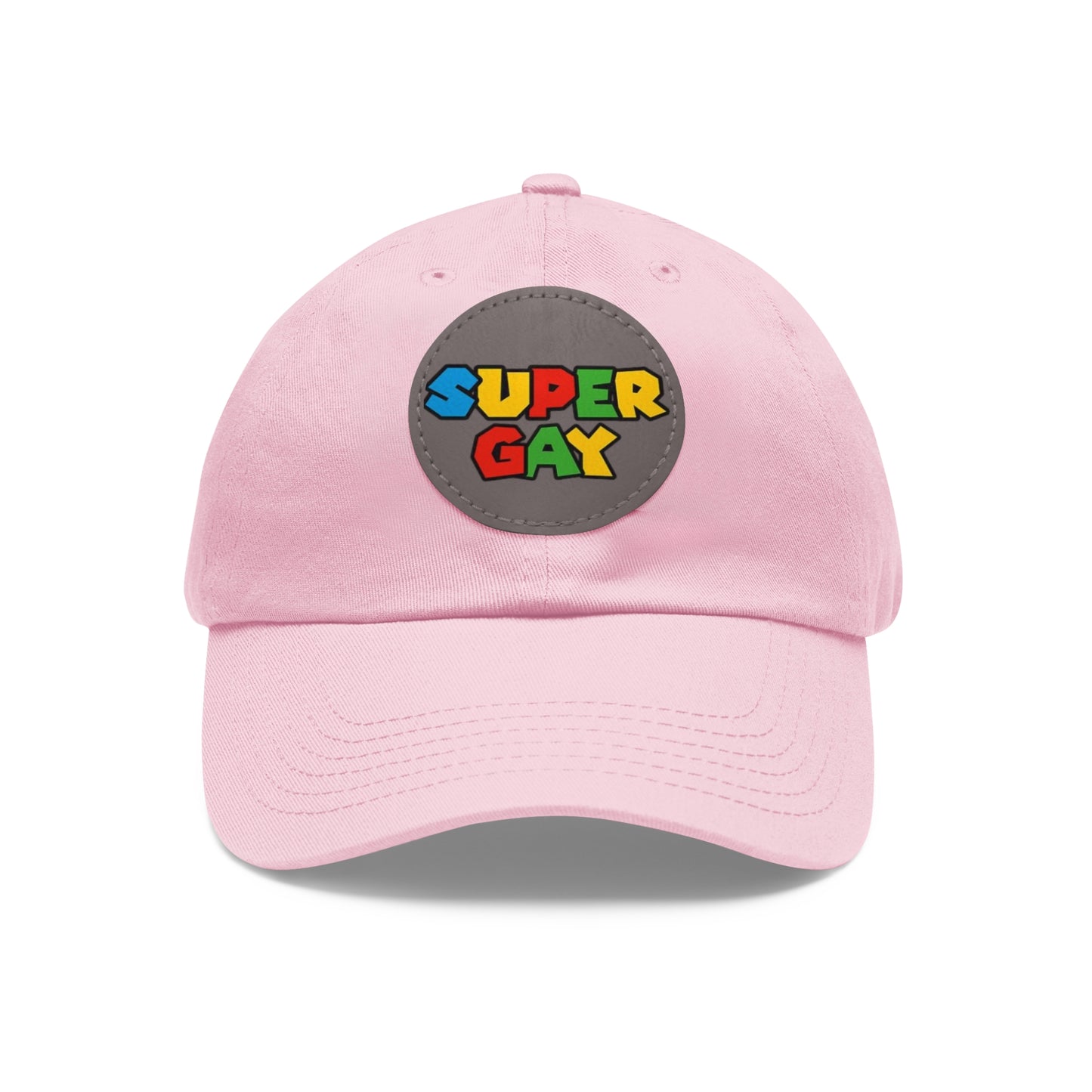 Super Gay Dad Hat with Leather Patch - Fun & Colorful Adjustable Cap
