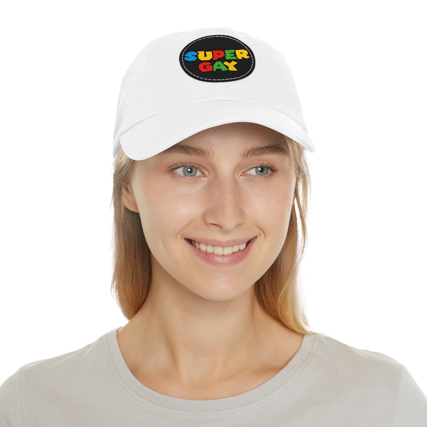 Super Gay Dad Hat with Leather Patch - Fun & Colorful Adjustable Cap