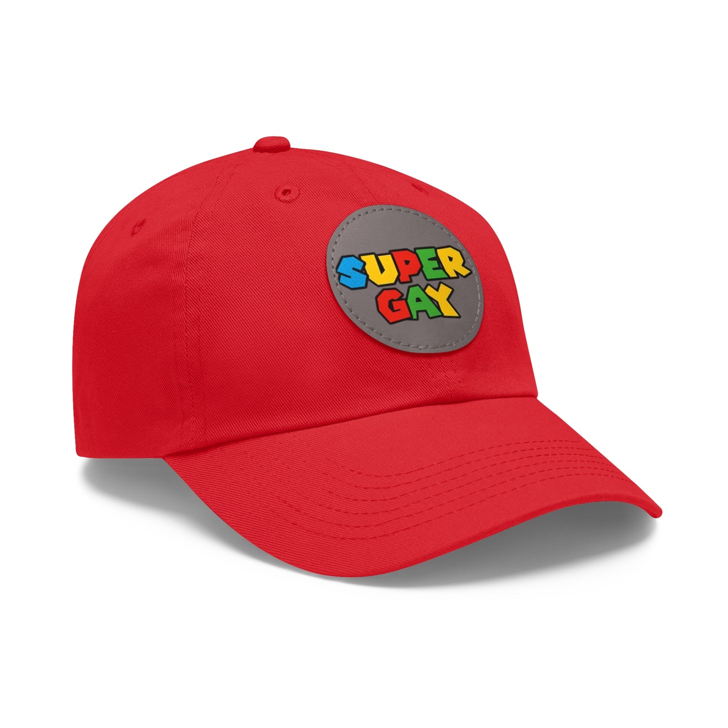 Super Gay Dad Hat with Leather Patch - Fun & Colorful Adjustable Cap