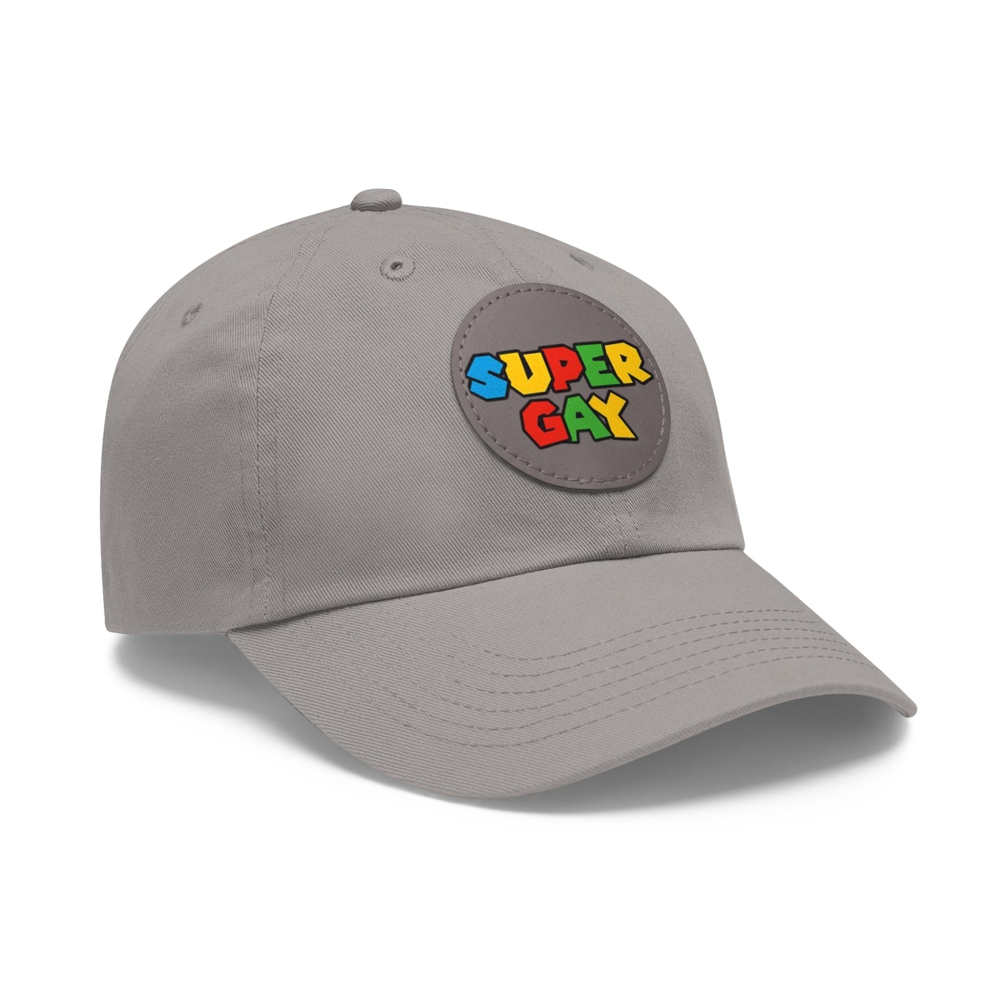 Super Gay Dad Hat with Leather Patch - Fun & Colorful Adjustable Cap
