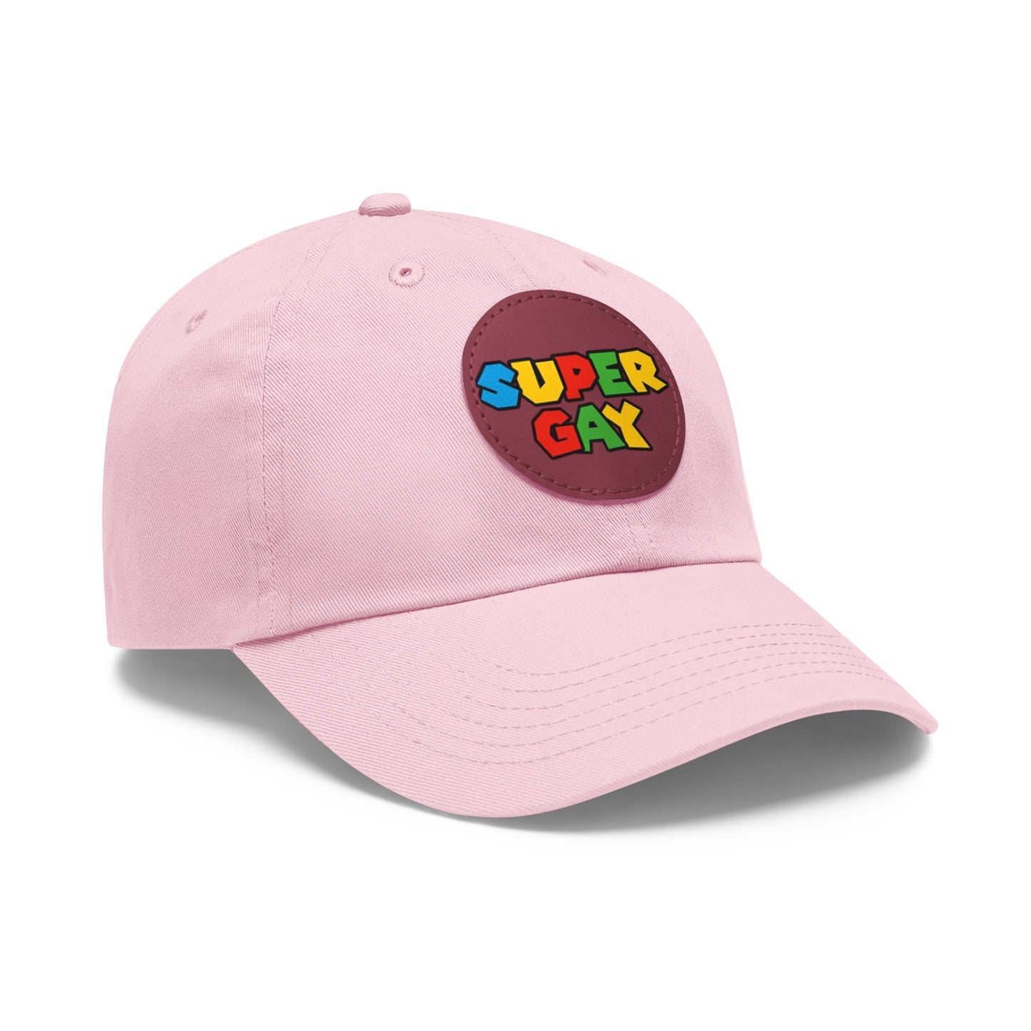 Super Gay Dad Hat with Leather Patch - Fun & Colorful Adjustable Cap