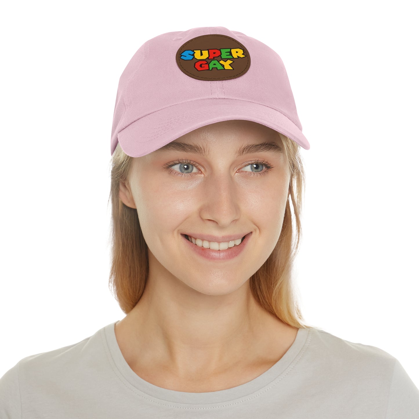 Super Gay Dad Hat with Leather Patch - Fun & Colorful Adjustable Cap
