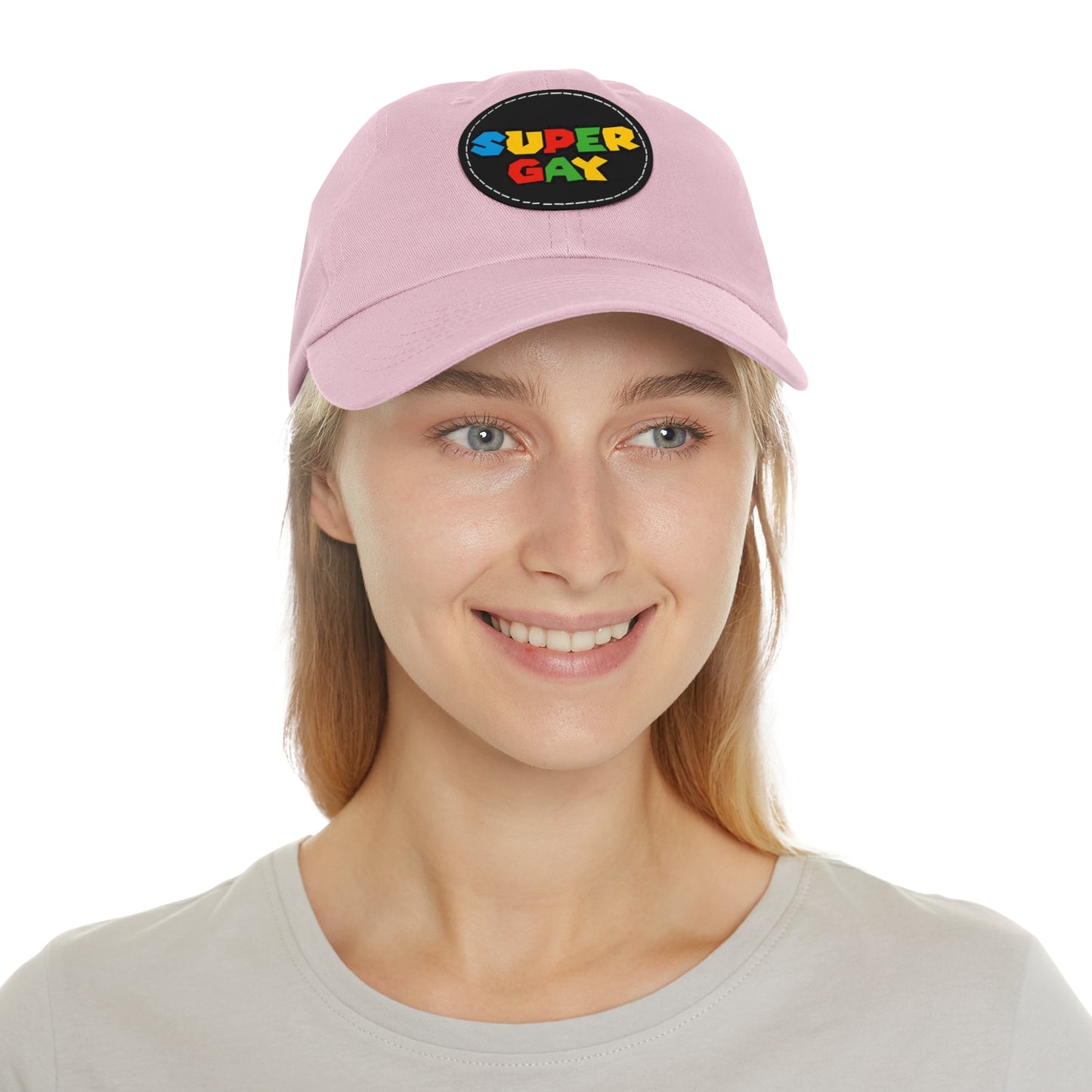 Super Gay Dad Hat with Leather Patch - Fun & Colorful Adjustable Cap