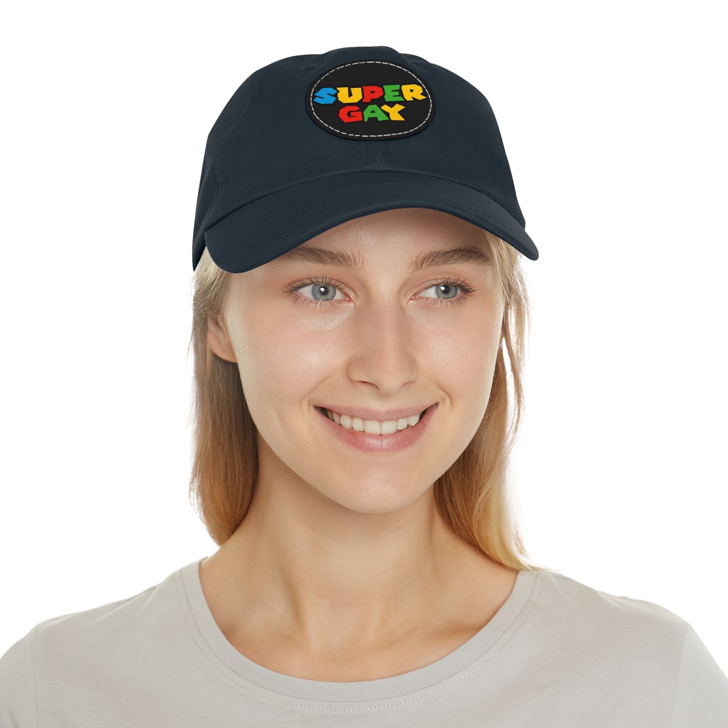 Super Gay Dad Hat with Leather Patch - Fun & Colorful Adjustable Cap