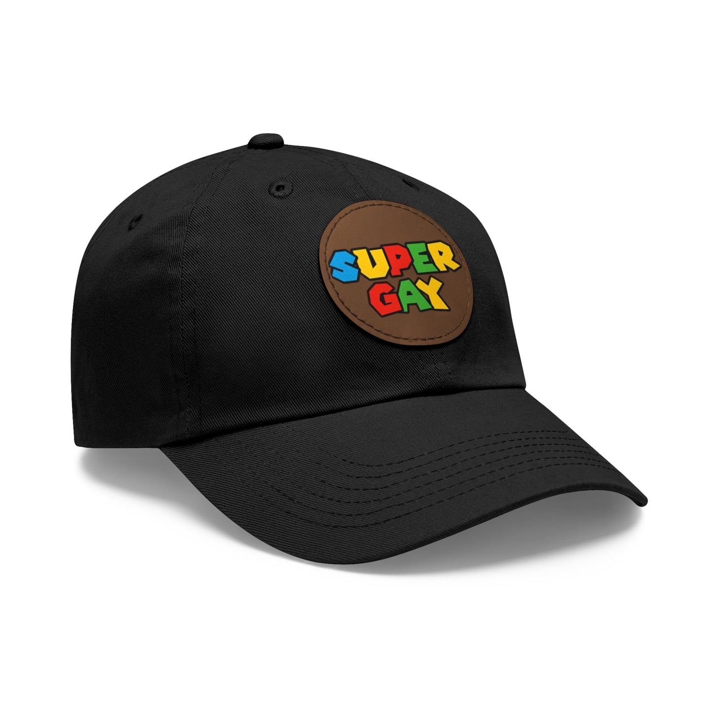 Super Gay Dad Hat with Leather Patch - Fun & Colorful Adjustable Cap