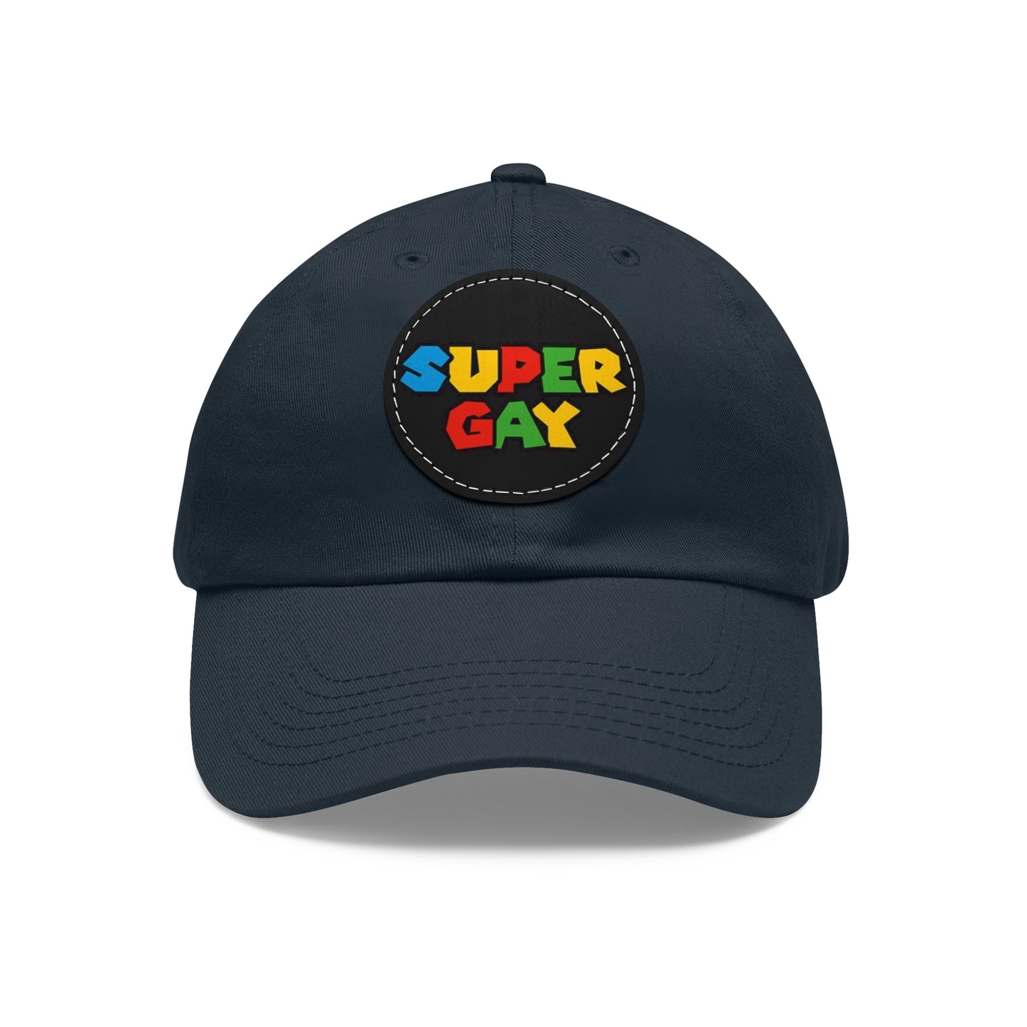 Super Gay Dad Hat with Leather Patch - Fun & Colorful Adjustable Cap
