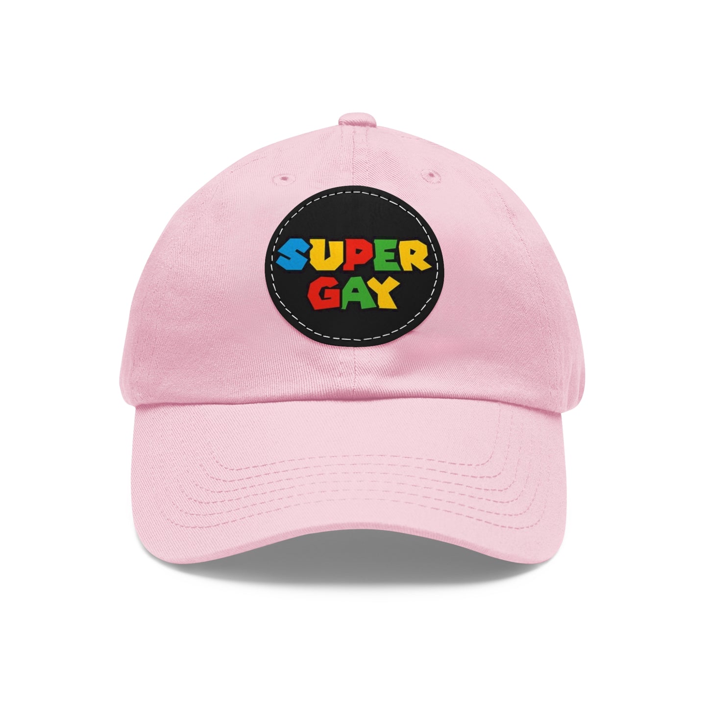 Super Gay Dad Hat with Leather Patch - Fun & Colorful Adjustable Cap