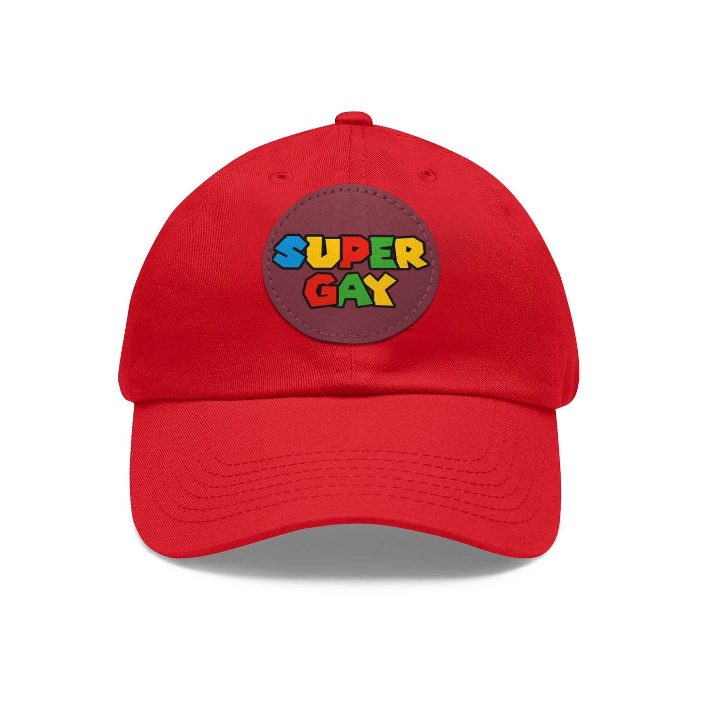 Super Gay Dad Hat with Leather Patch - Fun & Colorful Adjustable Cap