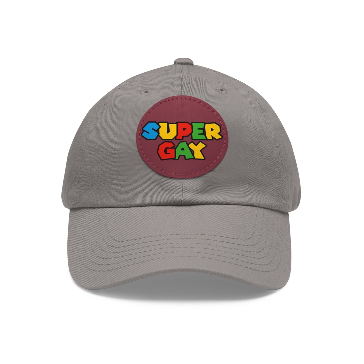 Super Gay Dad Hat with Leather Patch - Fun & Colorful Adjustable Cap