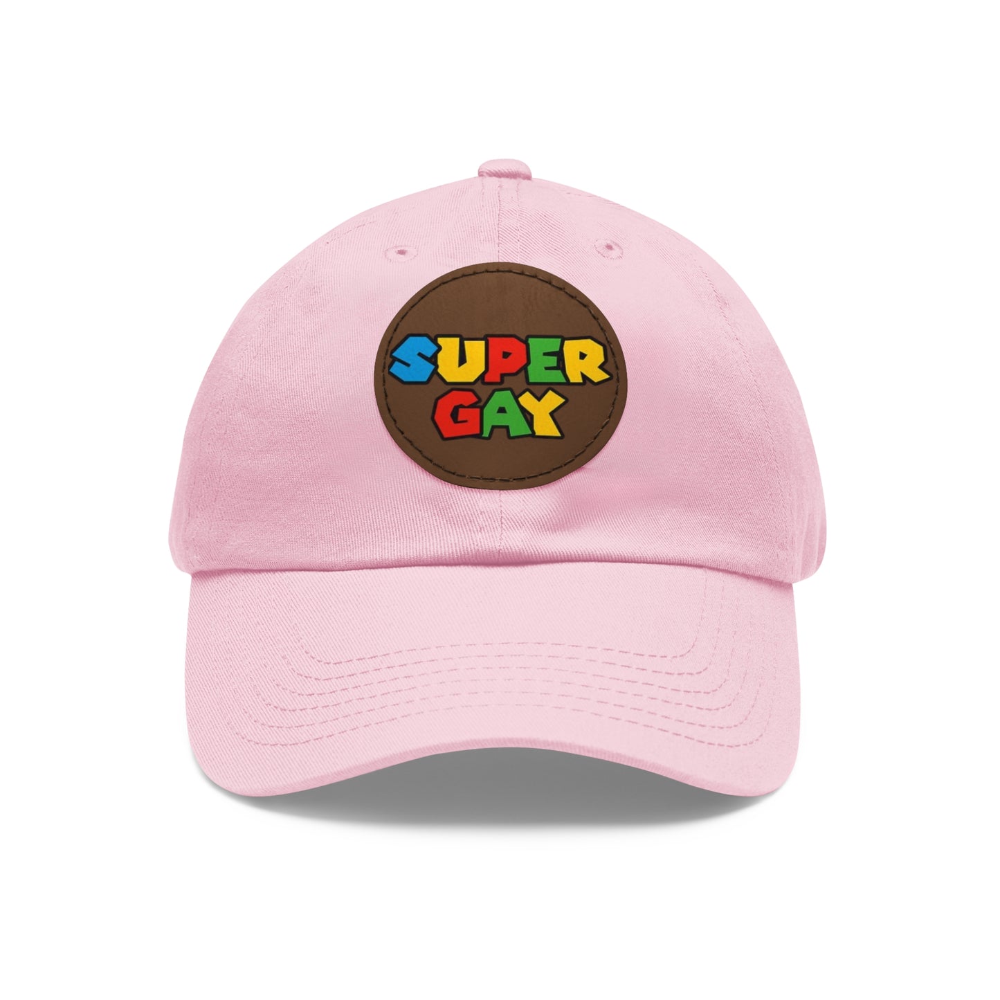 Super Gay Dad Hat with Leather Patch - Fun & Colorful Adjustable Cap