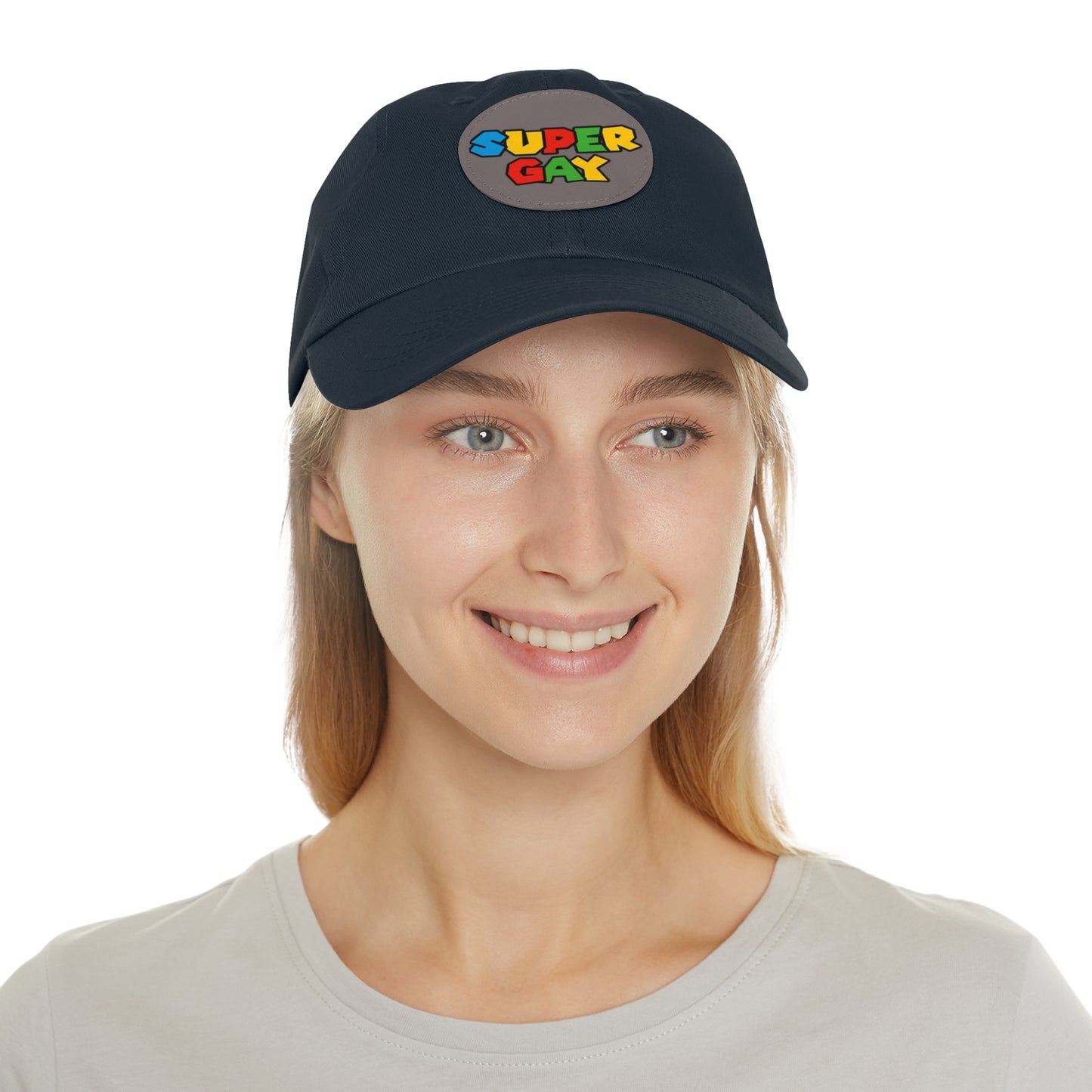 Super Gay Dad Hat with Leather Patch - Fun & Colorful Adjustable Cap