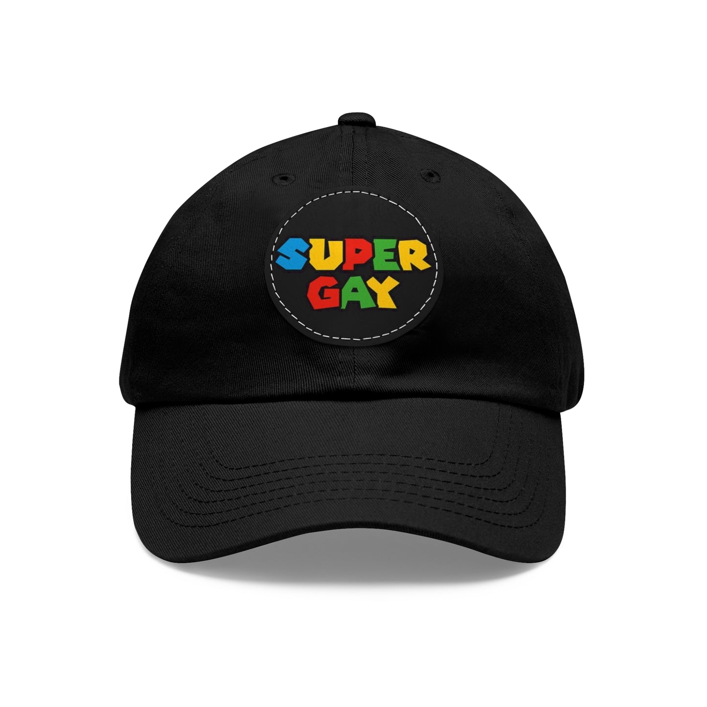 Super Gay Dad Hat with Leather Patch - Fun & Colorful Adjustable Cap