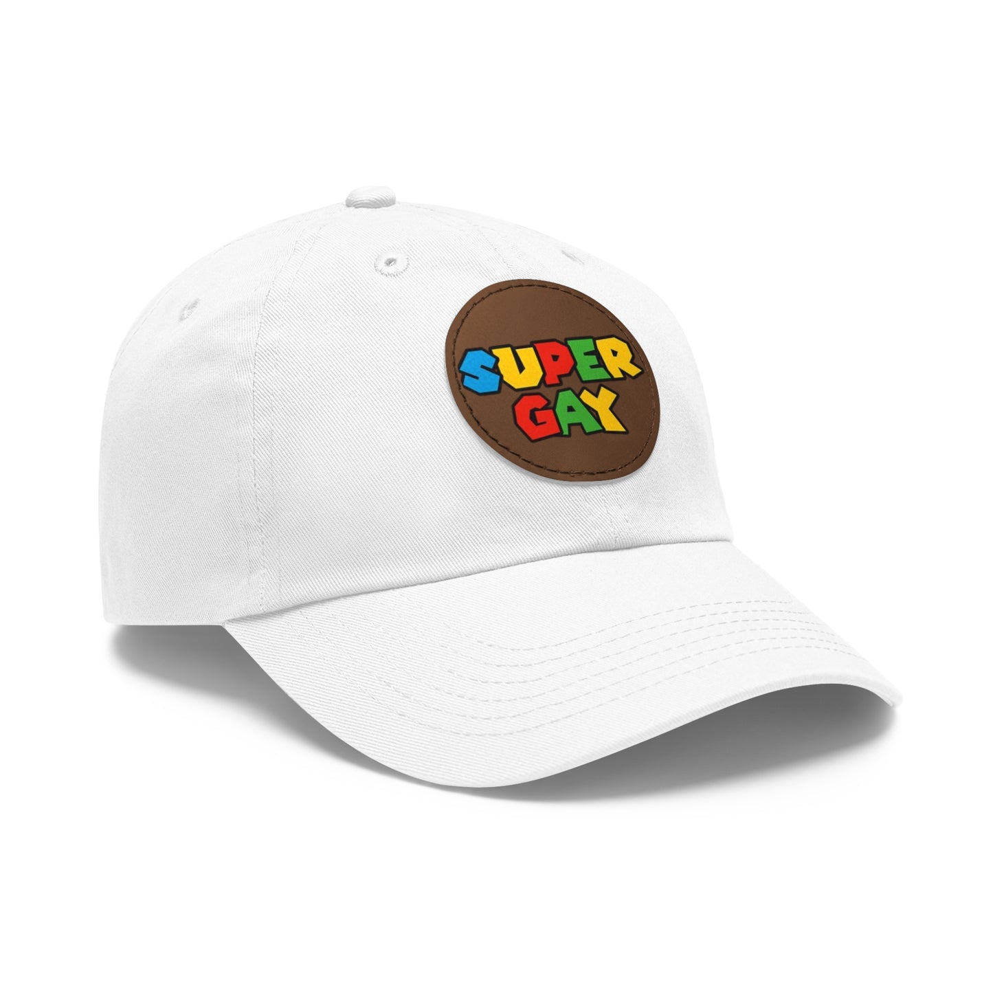 Super Gay Dad Hat with Leather Patch - Fun & Colorful Adjustable Cap
