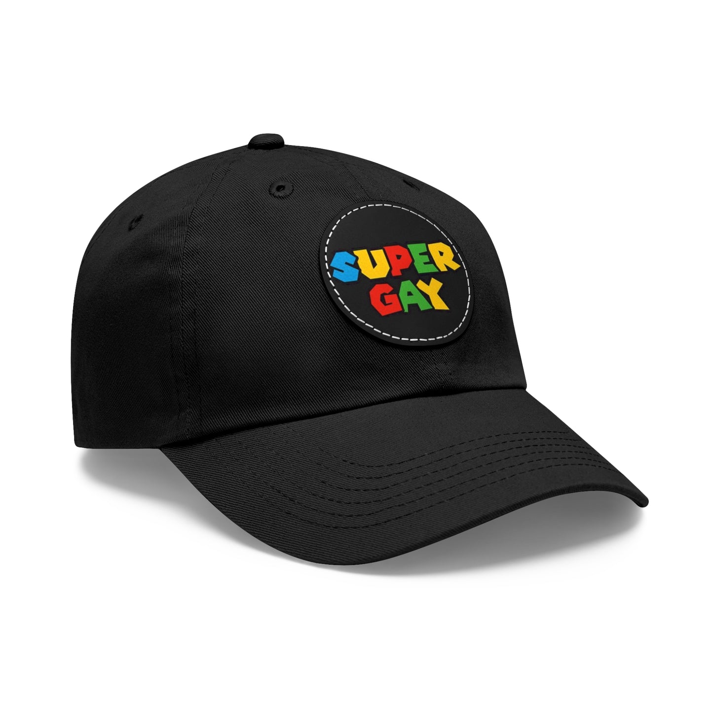 Super Gay Dad Hat with Leather Patch - Fun & Colorful Adjustable Cap