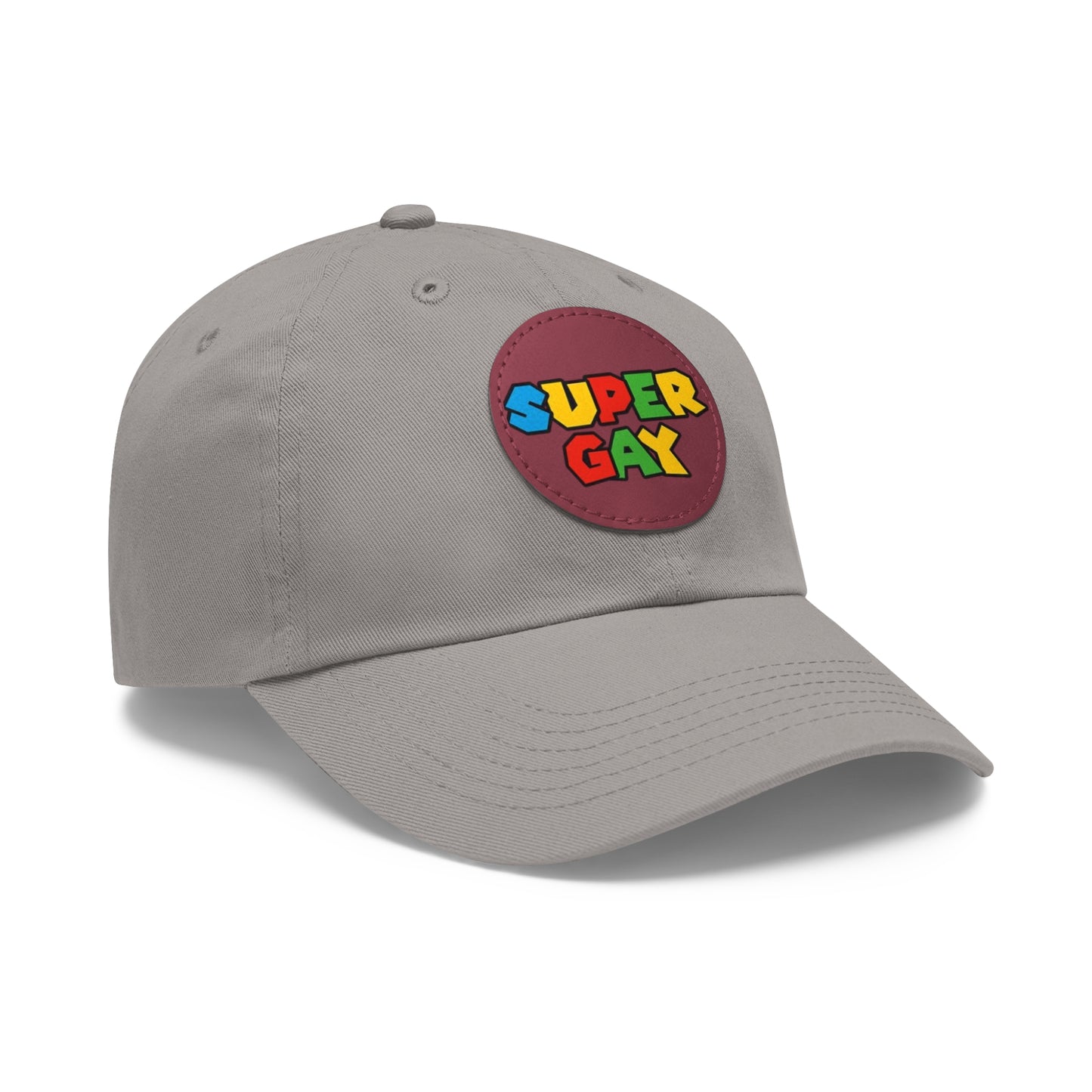 Super Gay Dad Hat with Leather Patch - Fun & Colorful Adjustable Cap