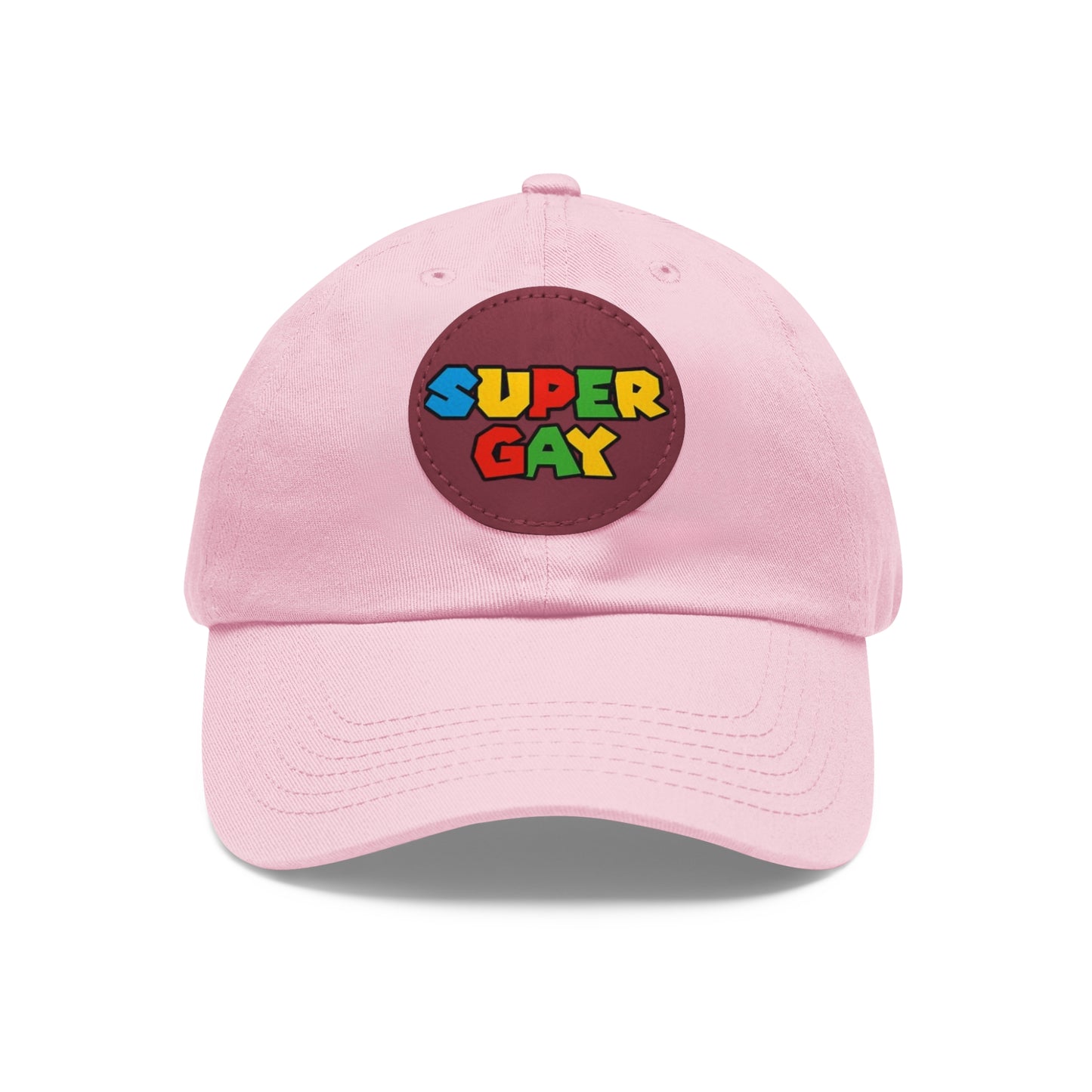 Super Gay Dad Hat with Leather Patch - Fun & Colorful Adjustable Cap