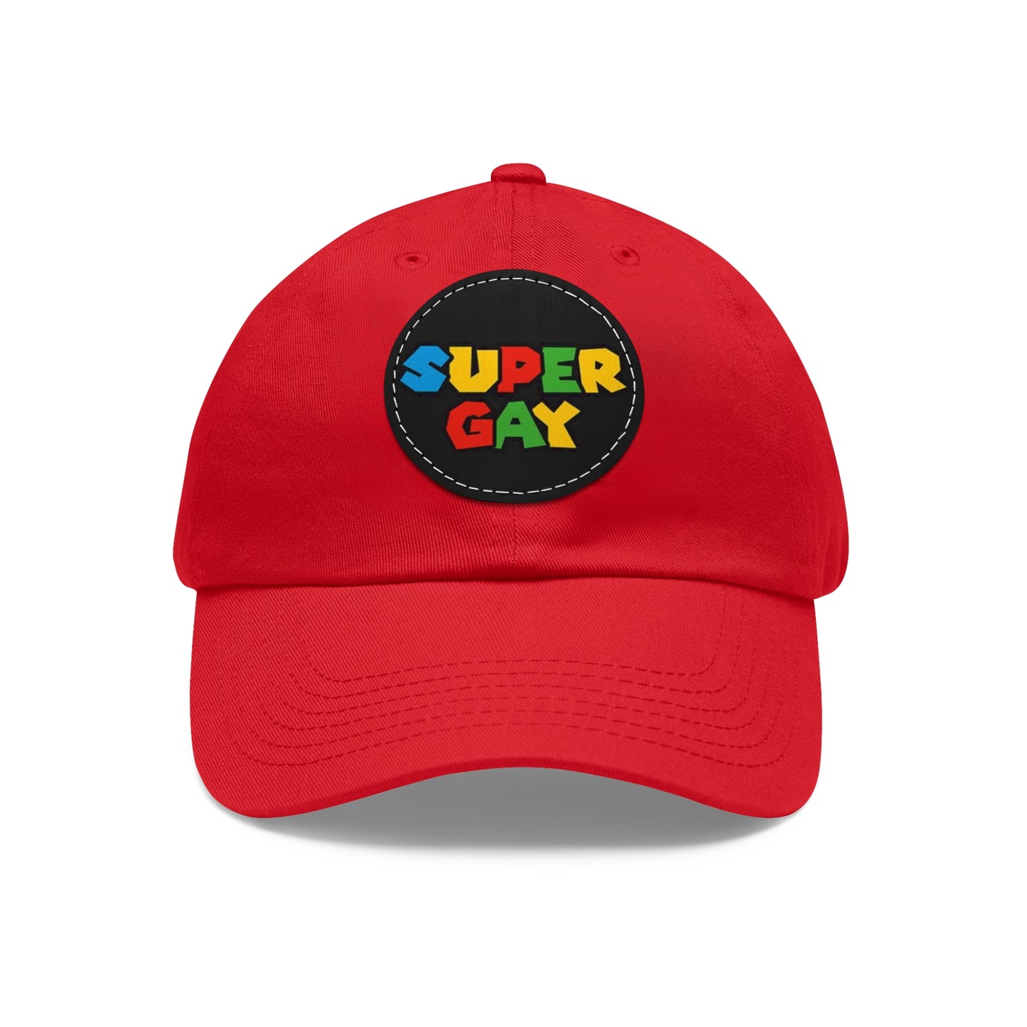 Super Gay Dad Hat with Leather Patch - Fun & Colorful Adjustable Cap
