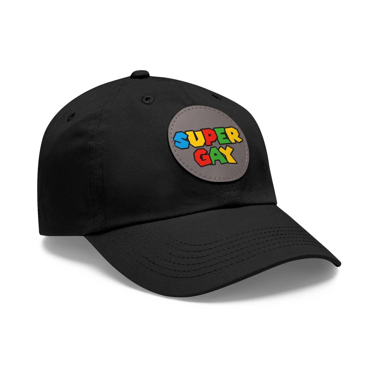 Super Gay Dad Hat with Leather Patch - Fun & Colorful Adjustable Cap