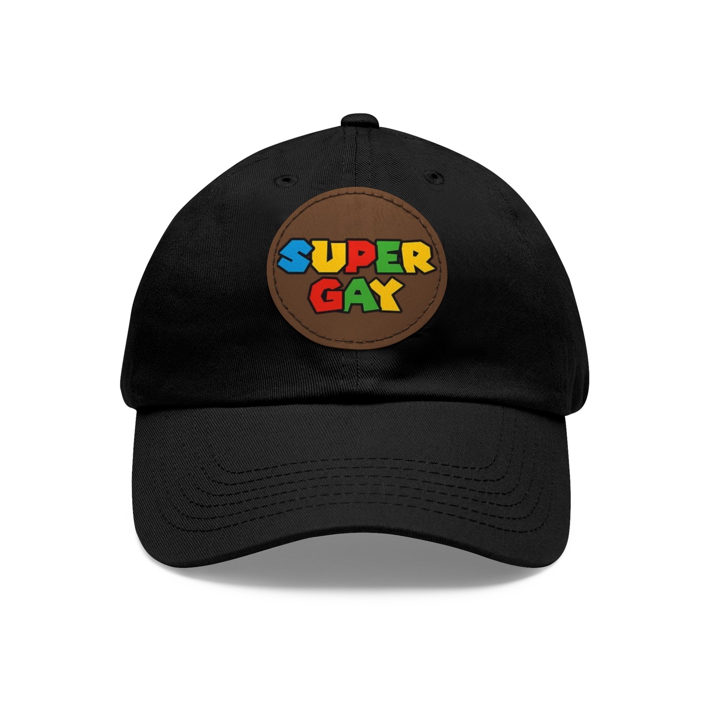 Super Gay Dad Hat with Leather Patch - Fun & Colorful Adjustable Cap