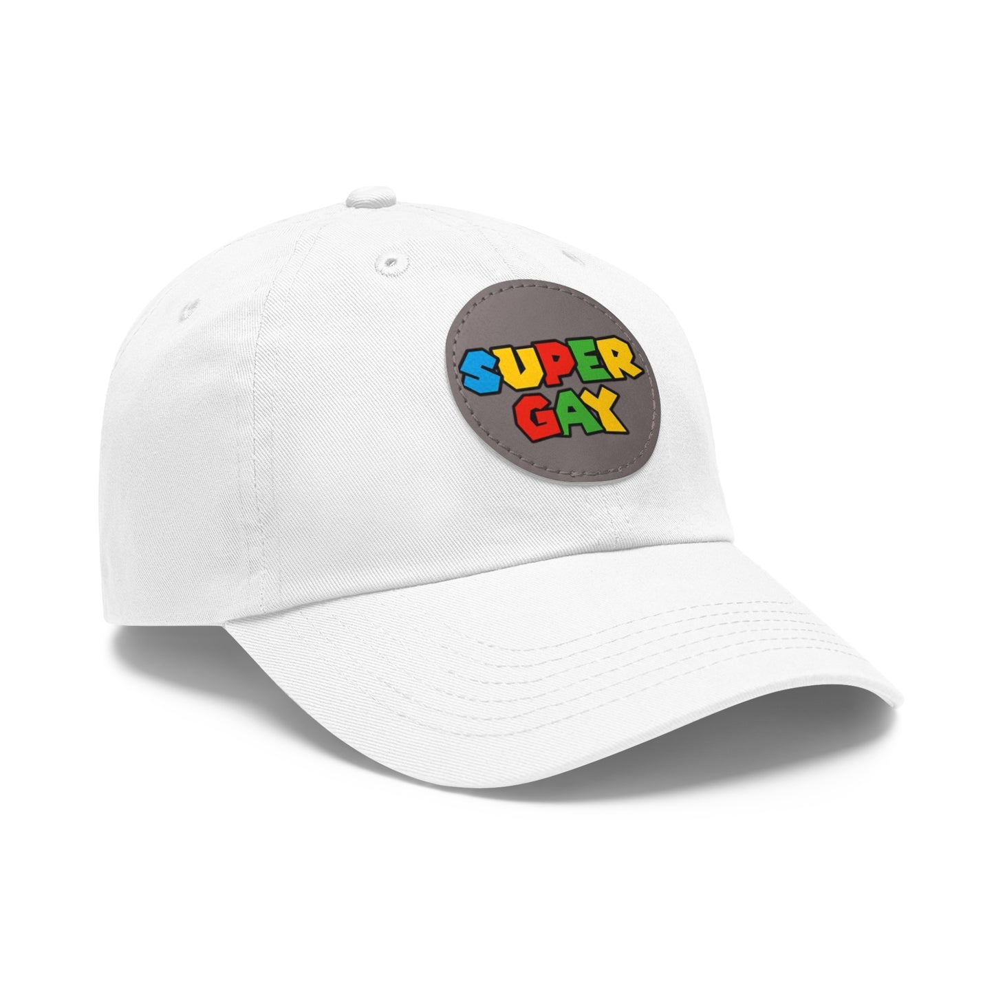 Super Gay Dad Hat with Leather Patch - Fun & Colorful Adjustable Cap