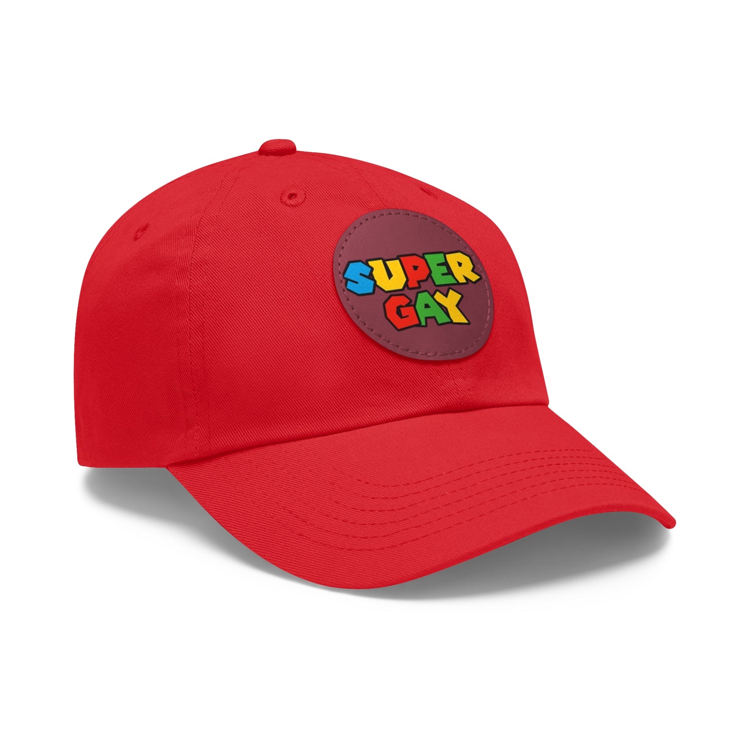 Super Gay Dad Hat with Leather Patch - Fun & Colorful Adjustable Cap