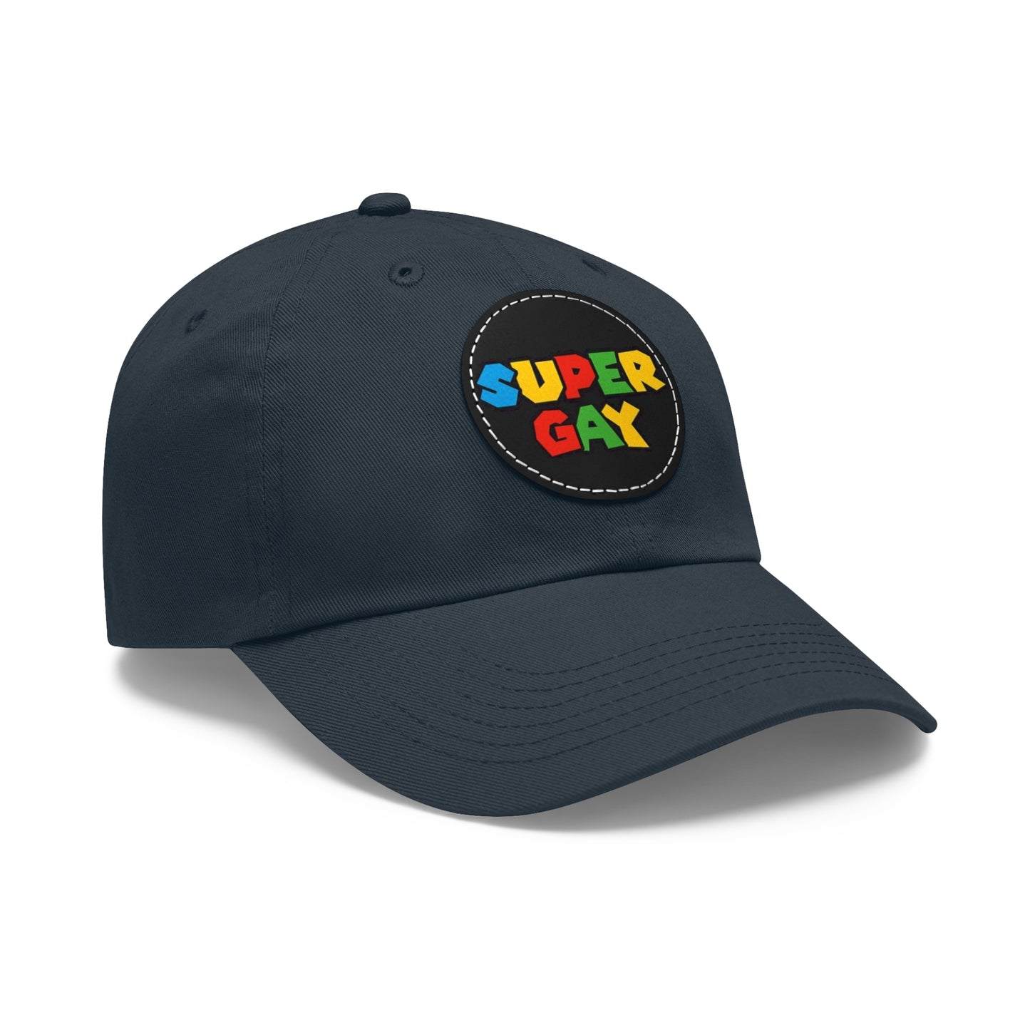 Super Gay Dad Hat with Leather Patch - Fun & Colorful Adjustable Cap