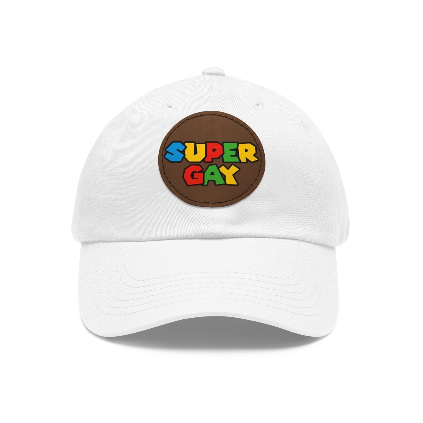 Super Gay Dad Hat with Leather Patch - Fun & Colorful Adjustable Cap