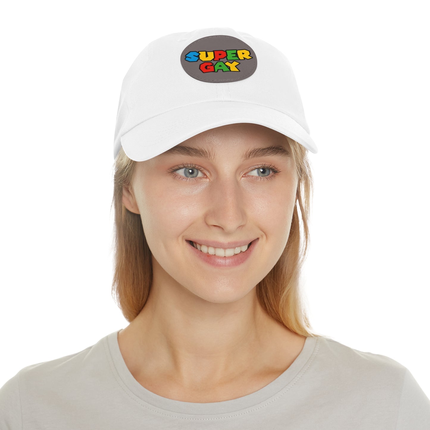 Super Gay Dad Hat with Leather Patch - Fun & Colorful Adjustable Cap