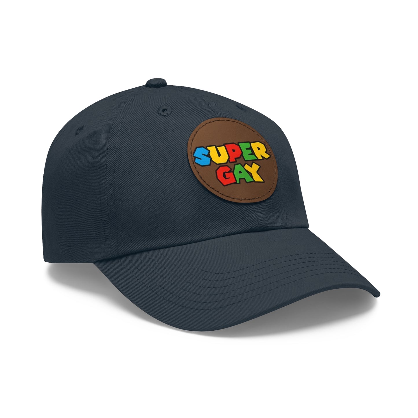 Super Gay Dad Hat with Leather Patch - Fun & Colorful Adjustable Cap
