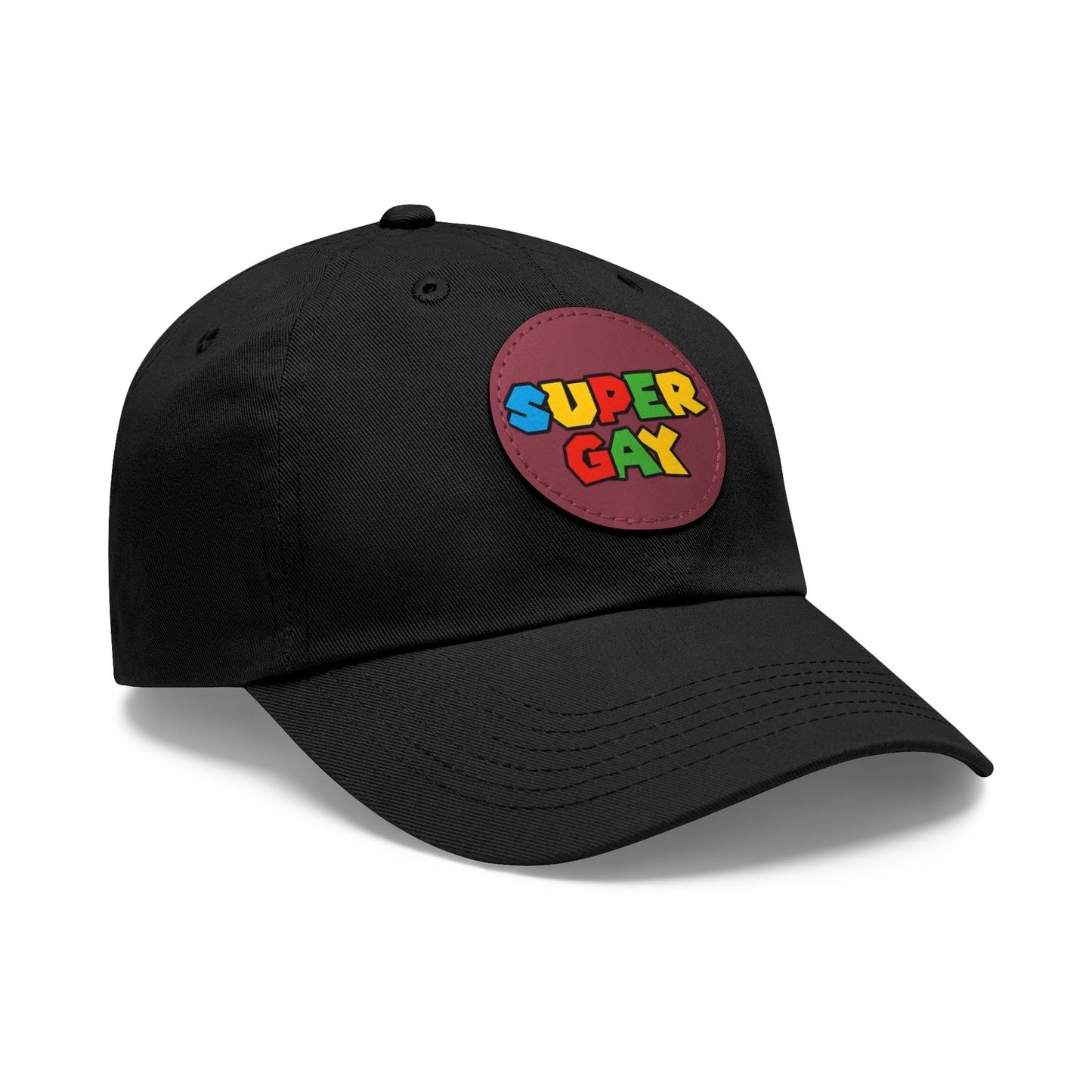 Super Gay Dad Hat with Leather Patch - Fun & Colorful Adjustable Cap