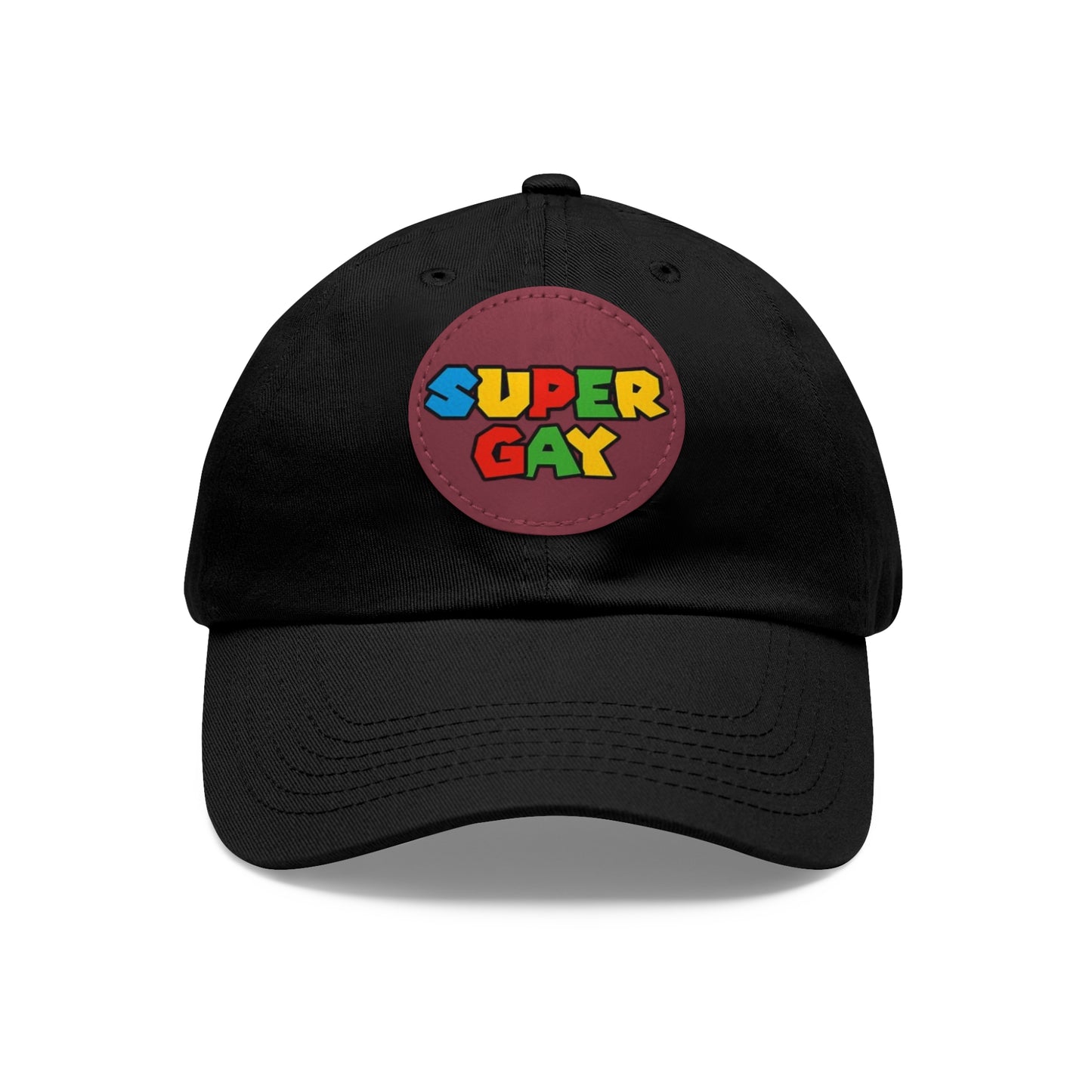 Super Gay Dad Hat with Leather Patch - Fun & Colorful Adjustable Cap