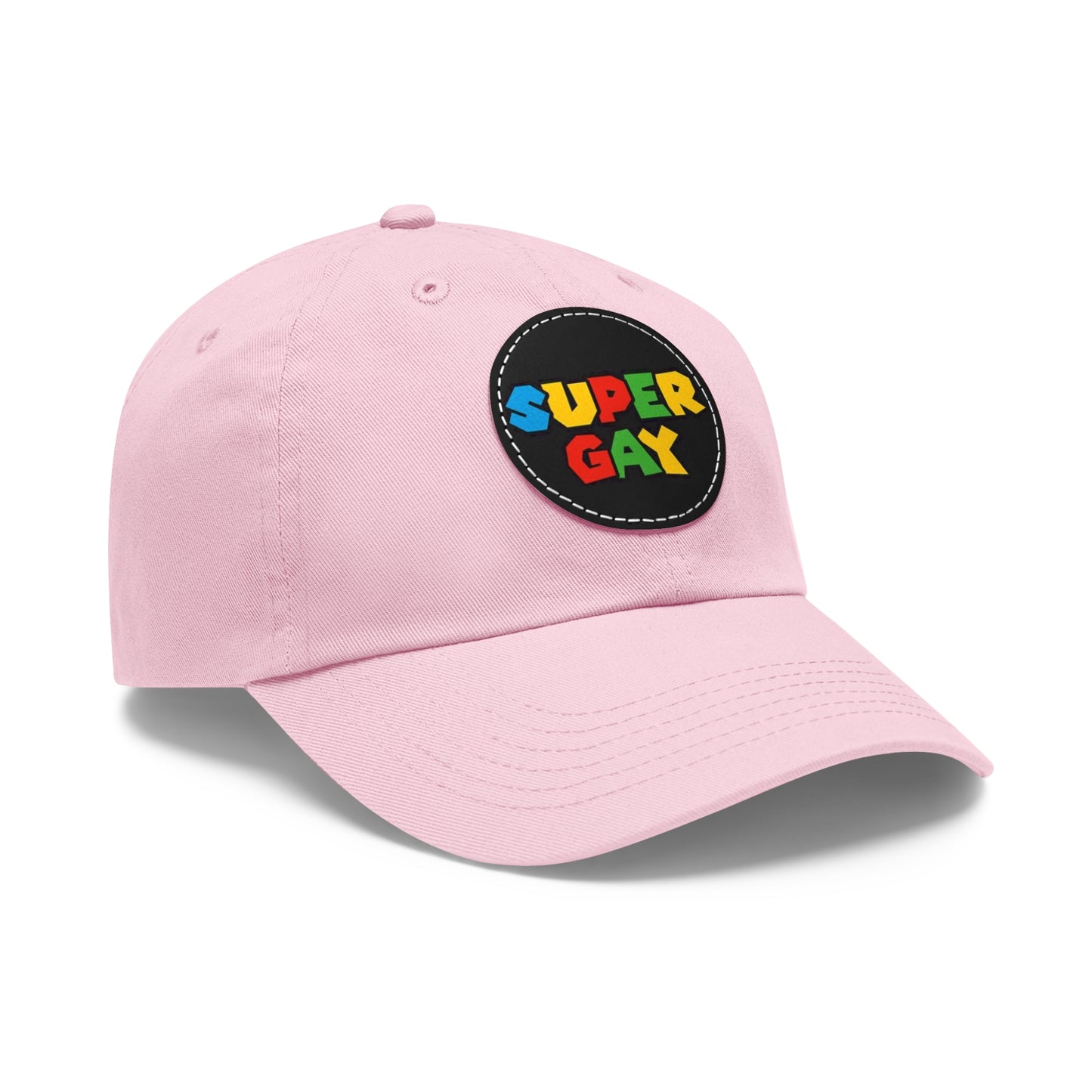 Super Gay Dad Hat with Leather Patch - Fun & Colorful Adjustable Cap