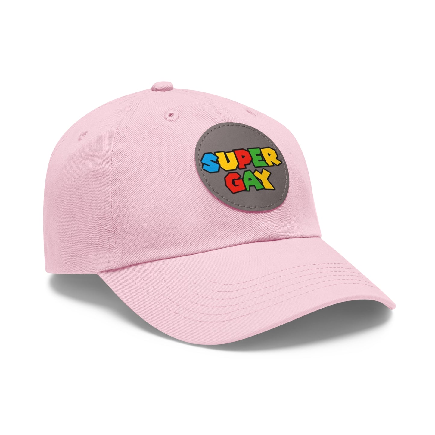 Super Gay Dad Hat with Leather Patch - Fun & Colorful Adjustable Cap