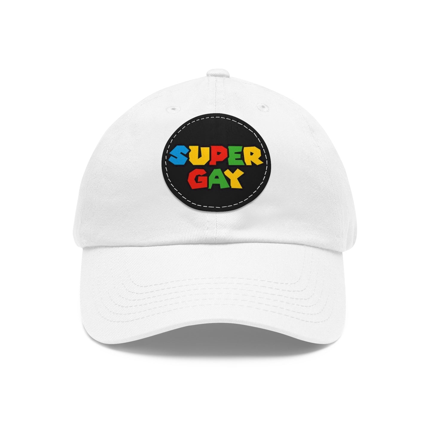 Super Gay Dad Hat with Leather Patch - Fun & Colorful Adjustable Cap