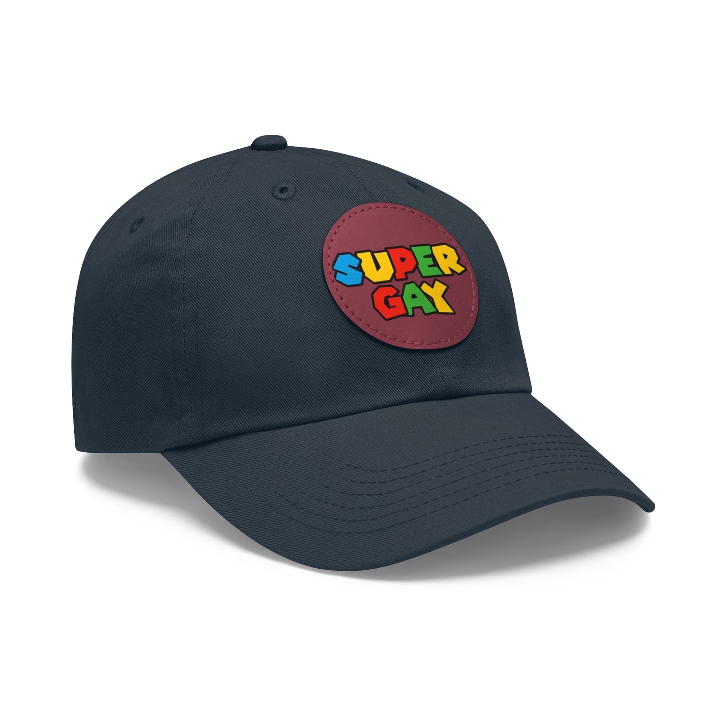 Super Gay Dad Hat with Leather Patch - Fun & Colorful Adjustable Cap