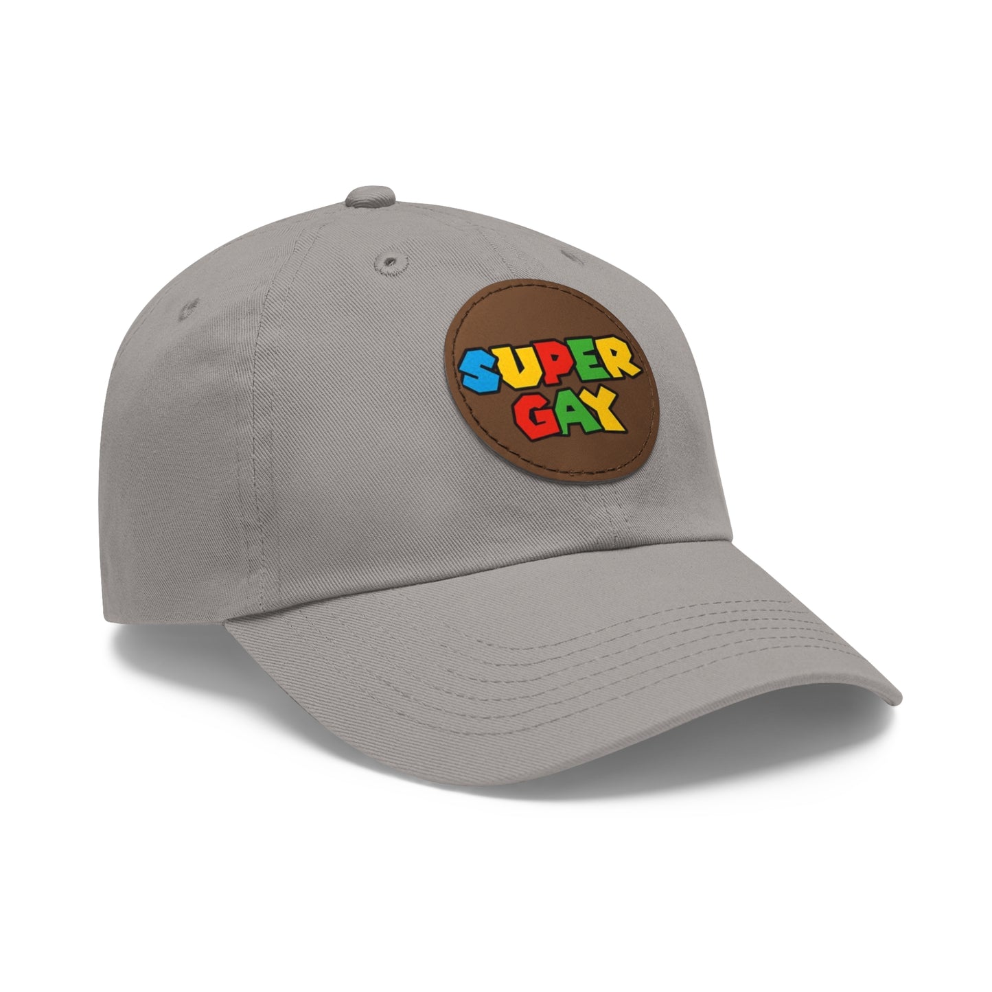 Super Gay Dad Hat with Leather Patch - Fun & Colorful Adjustable Cap