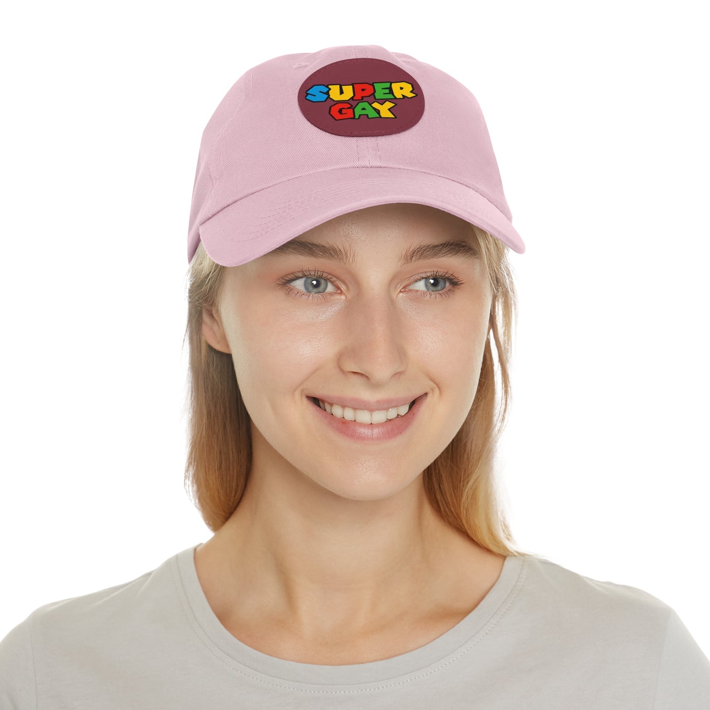 Super Gay Dad Hat with Leather Patch - Fun & Colorful Adjustable Cap
