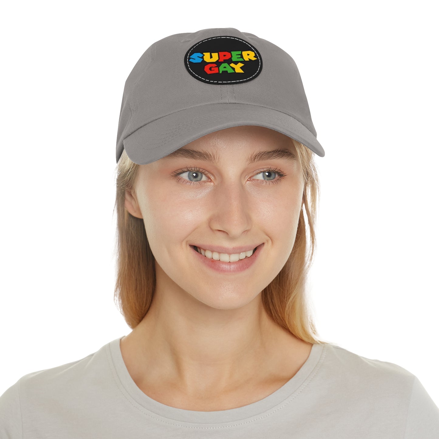 Super Gay Dad Hat with Leather Patch - Fun & Colorful Adjustable Cap