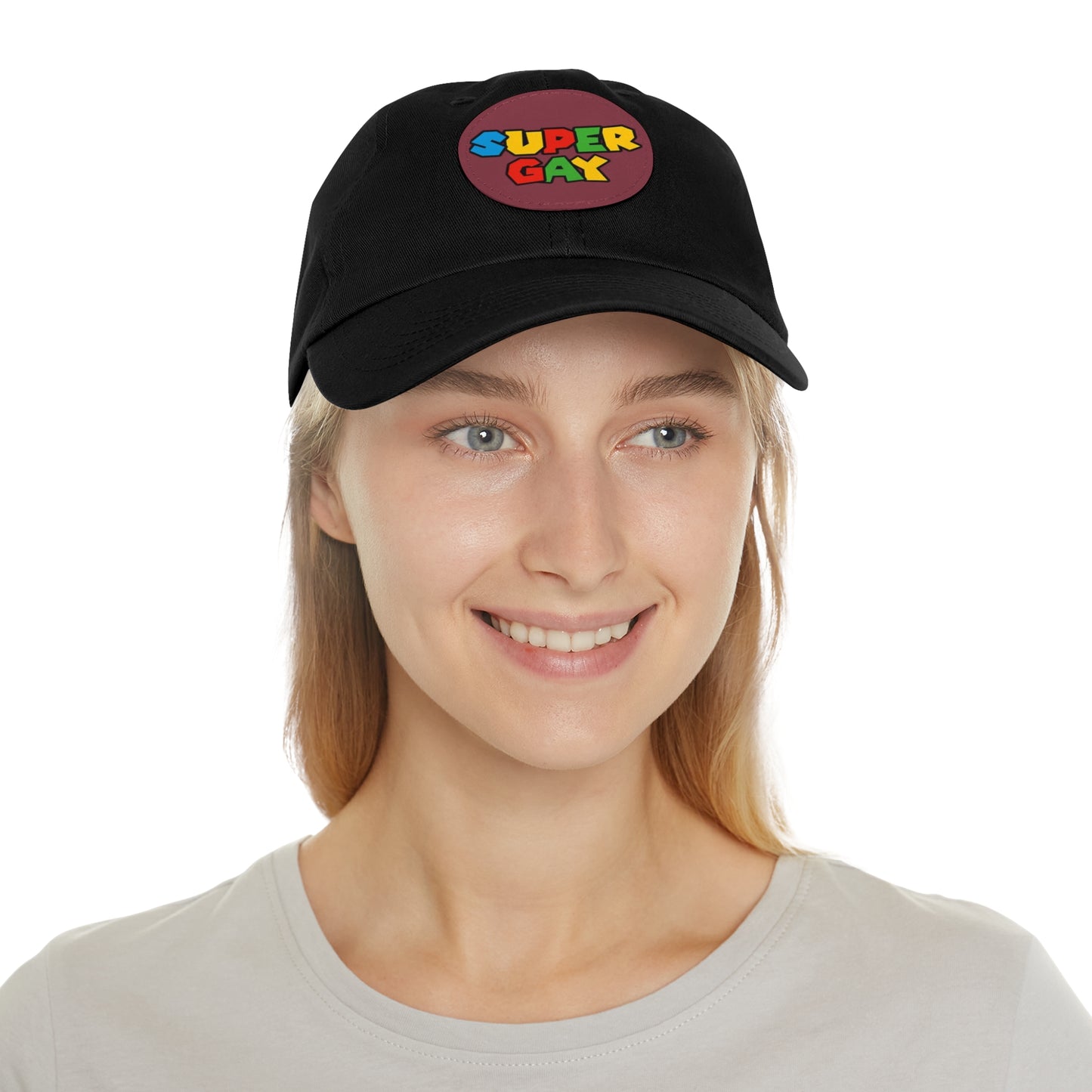 Super Gay Dad Hat with Leather Patch - Fun & Colorful Adjustable Cap