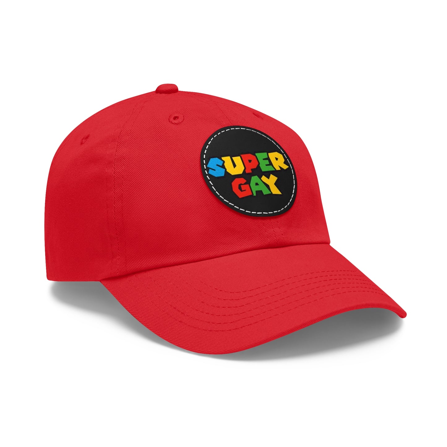 Super Gay Dad Hat with Leather Patch - Fun & Colorful Adjustable Cap