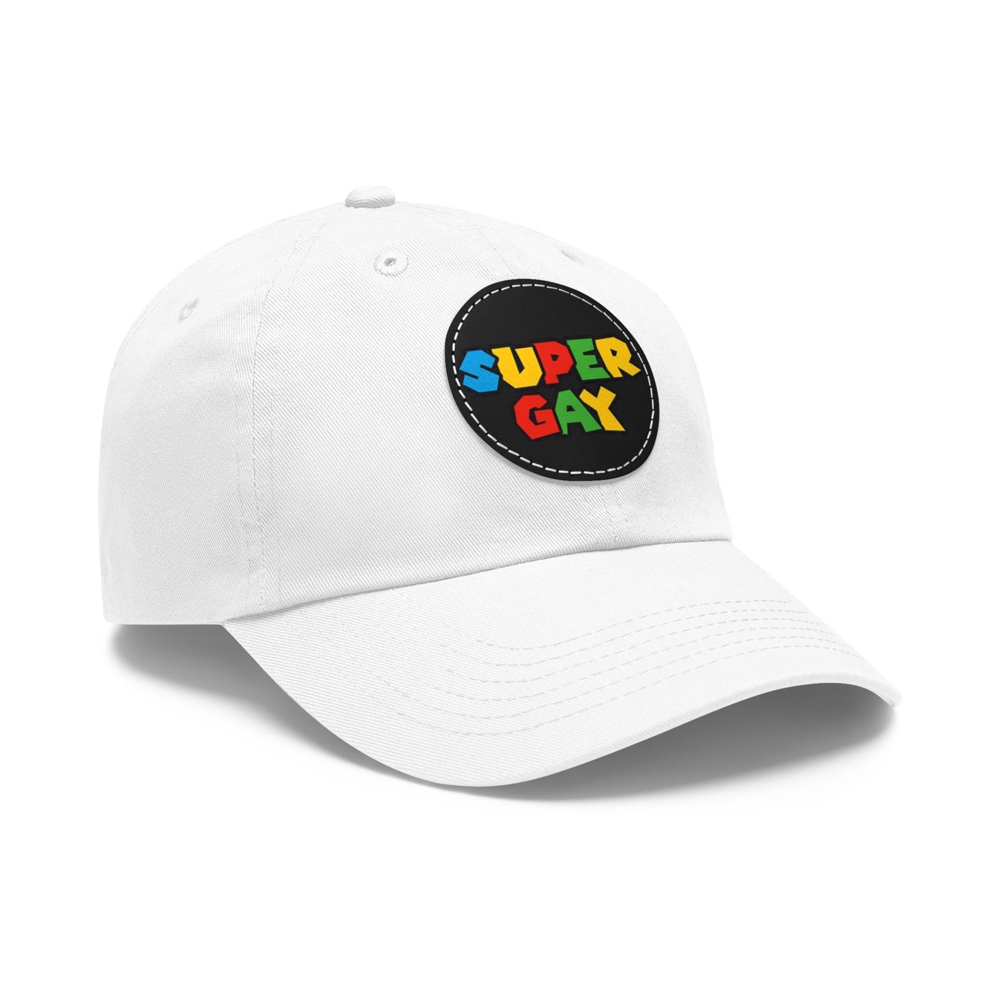 Super Gay Dad Hat with Leather Patch - Fun & Colorful Adjustable Cap