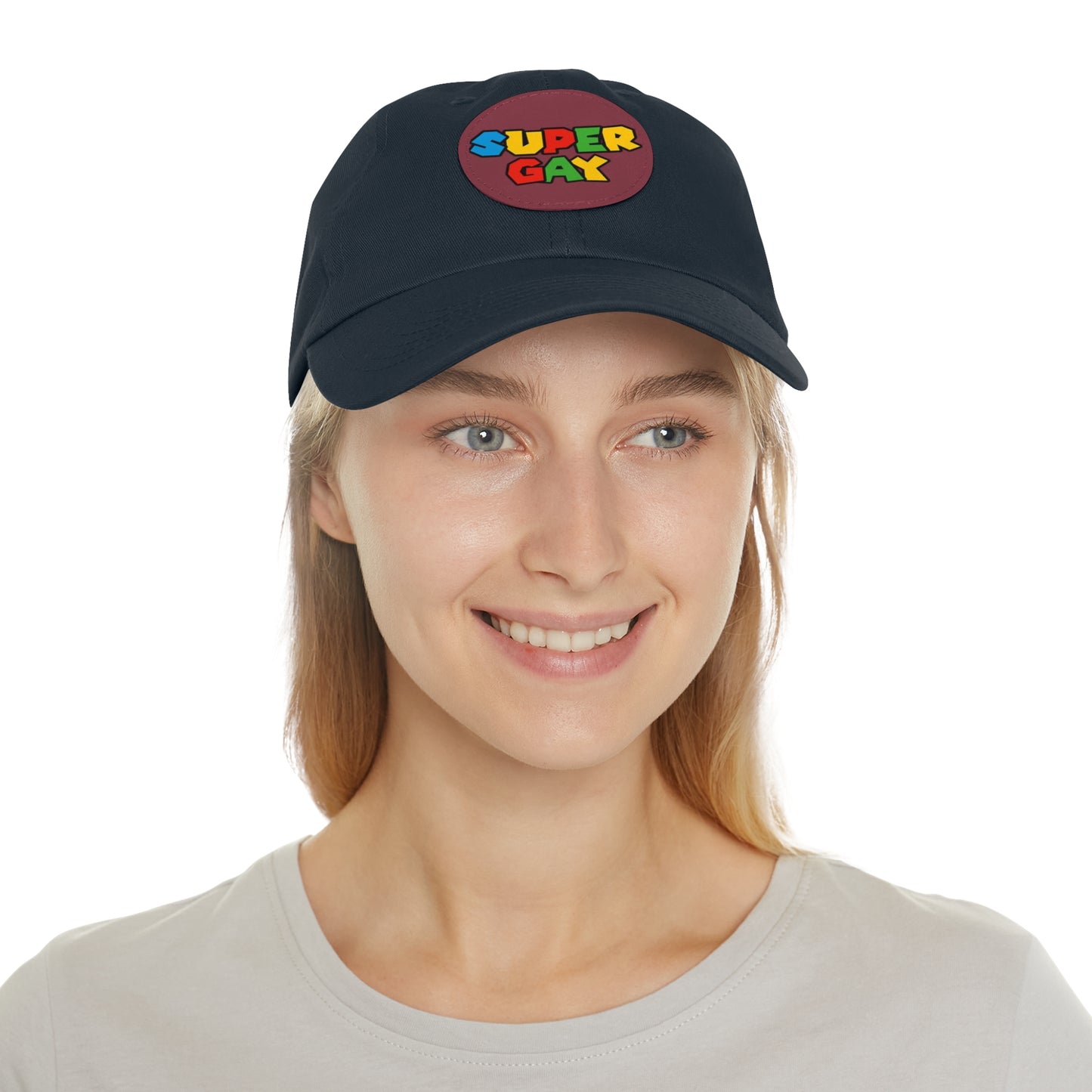 Super Gay Dad Hat with Leather Patch - Fun & Colorful Adjustable Cap