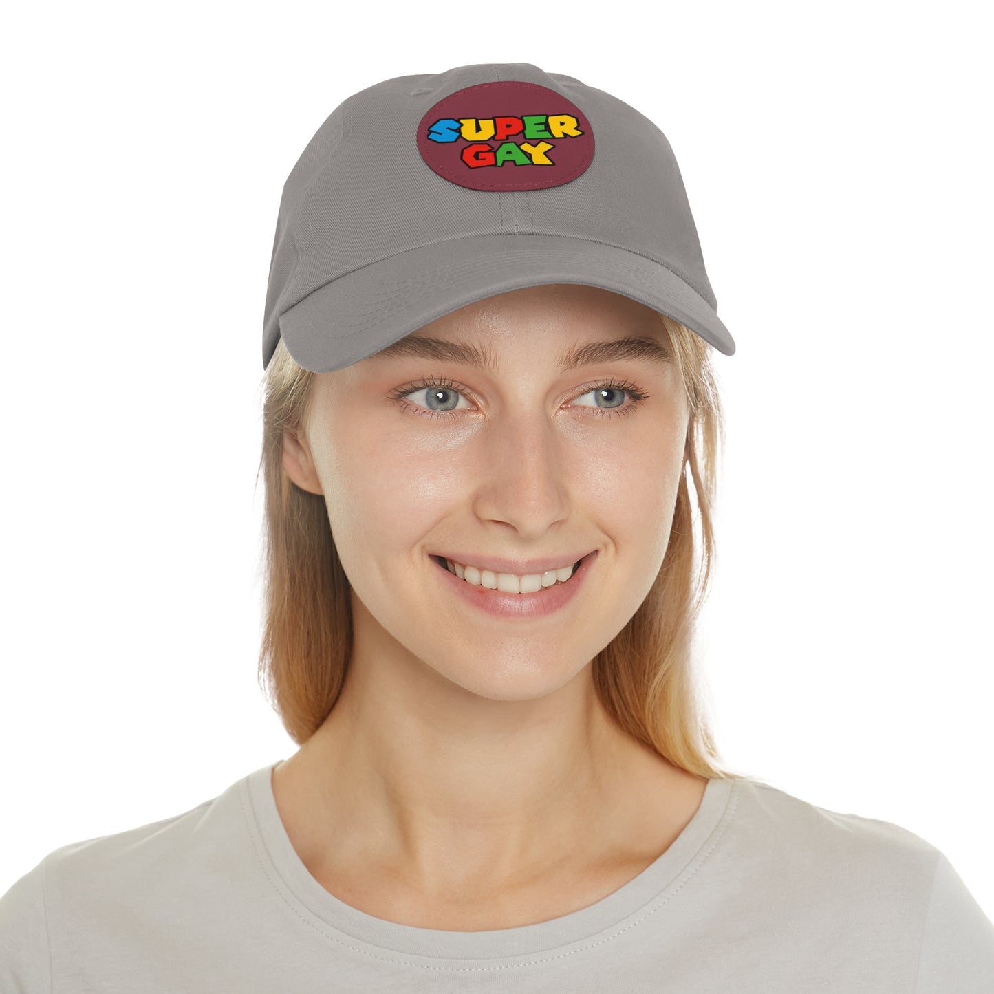 Super Gay Dad Hat with Leather Patch - Fun & Colorful Adjustable Cap