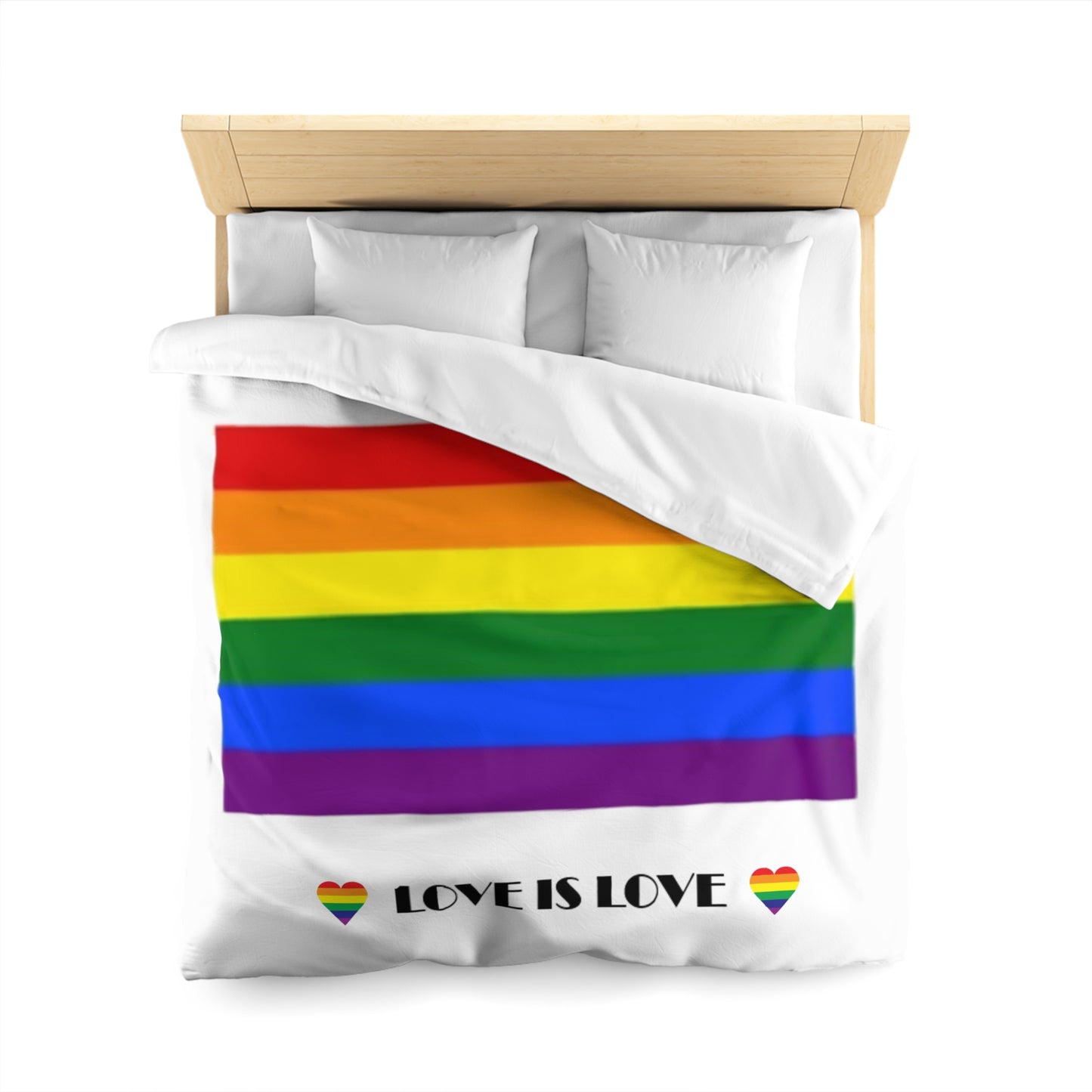 Love Is Love Rainbow Microfiber Duvet Cover - Celebrate Pride and Inclusivity