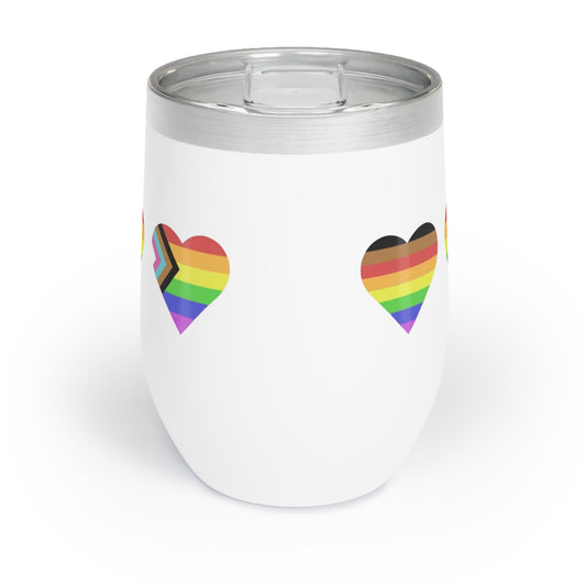 Chill Wine Tumbler with Rainbow Heart Design - Perfect for Pride and Celebrations